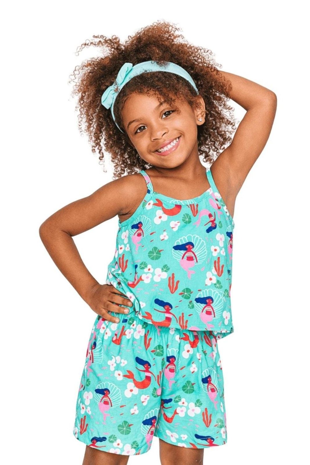 Infantil - Conjunto Menina Sereias Básico Alphabeto Esmeralda Verde