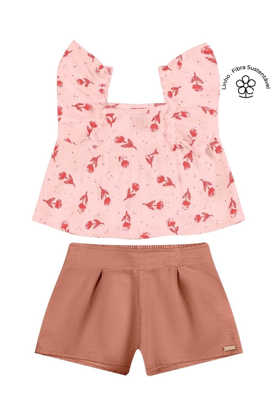 Infantil - Conjunto Menina Floral Babados Colorittá Rosa