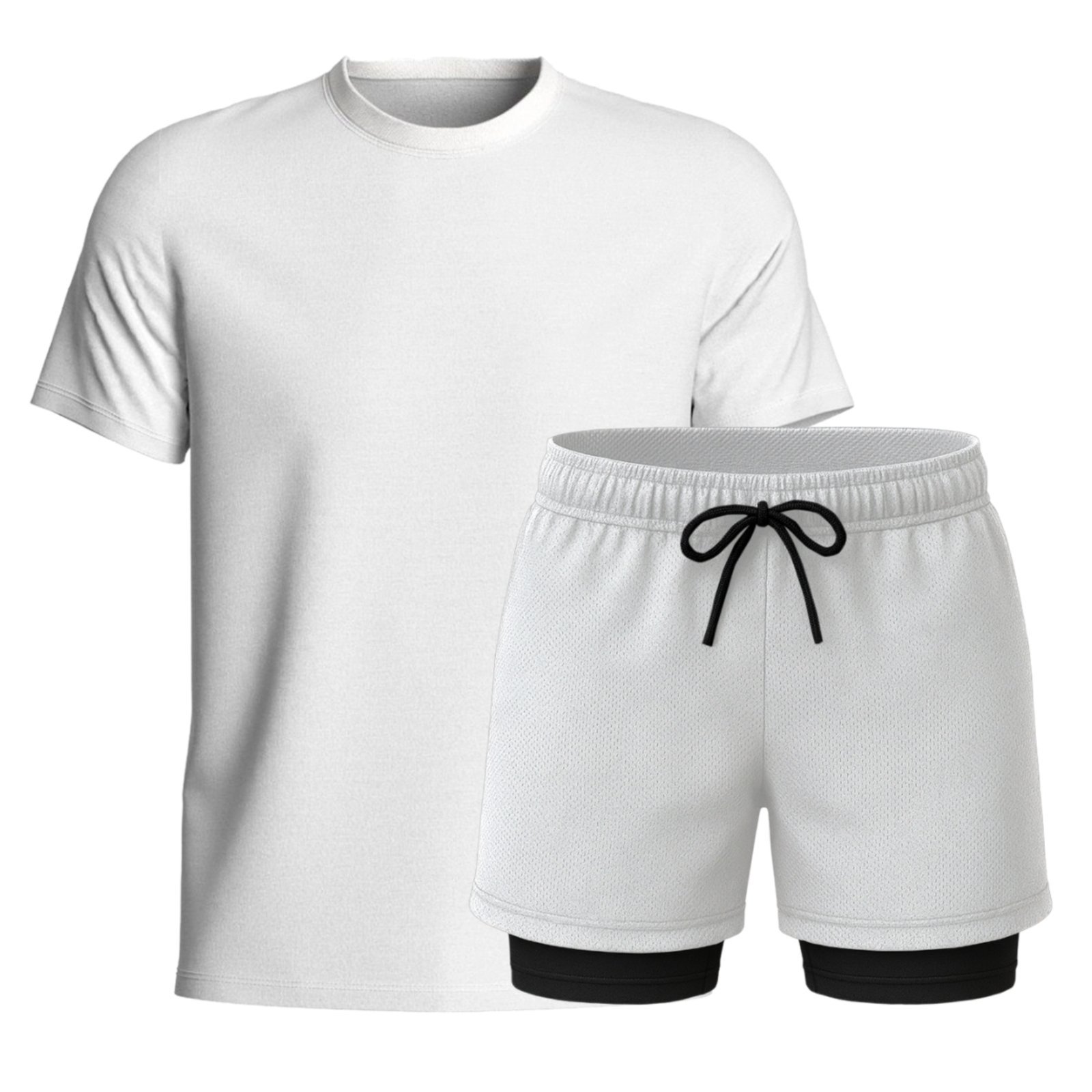 Conjunto Masculino Camiseta Algodão e Short Térmico Dryfit Liso