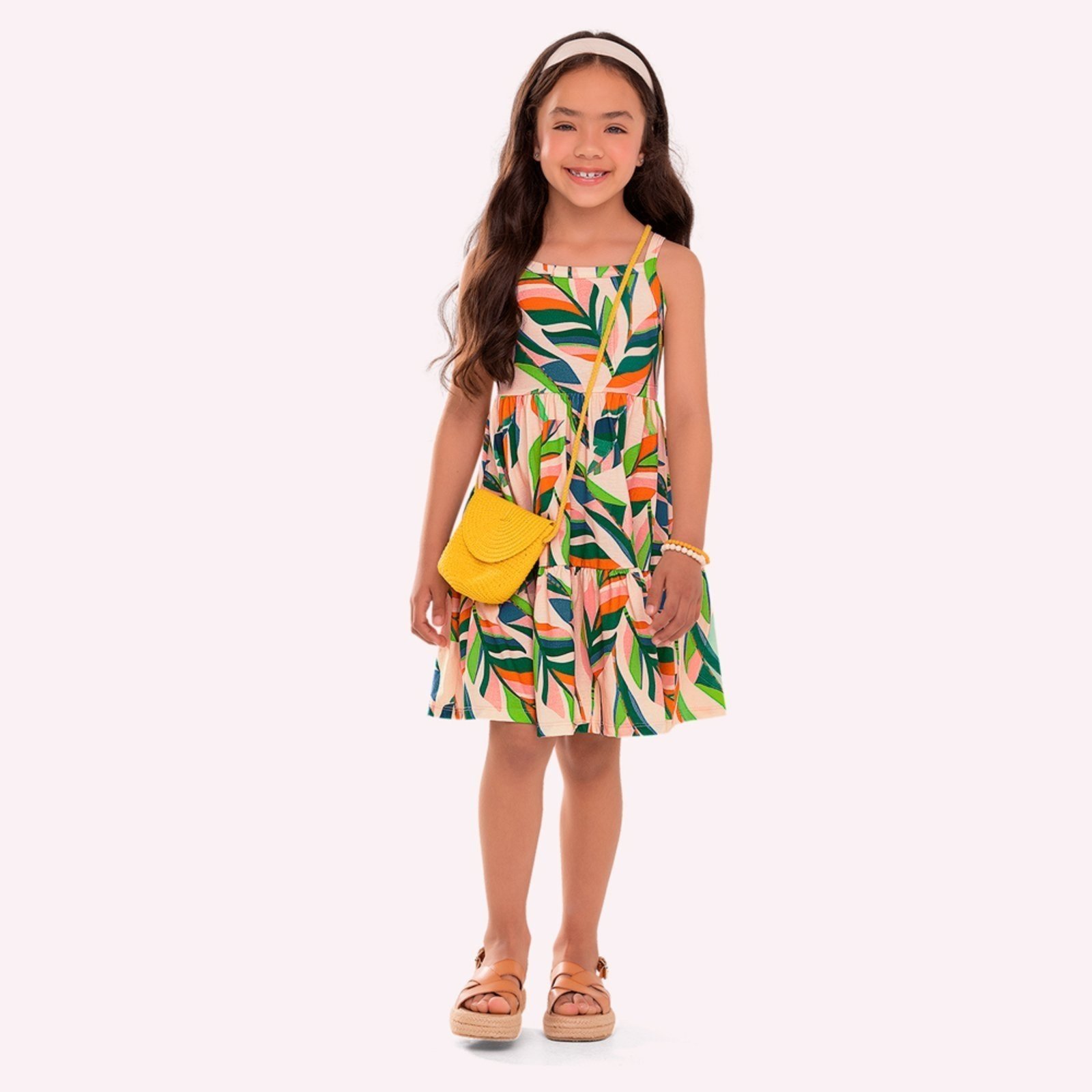 Infantil - Vestido Menina Folhagem Nanai