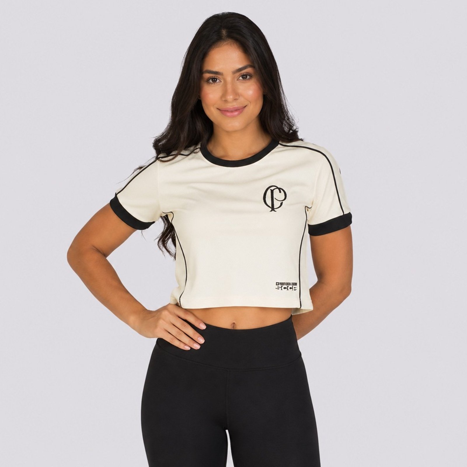 Cropped Corinthians Logo Dry Feminino Off White