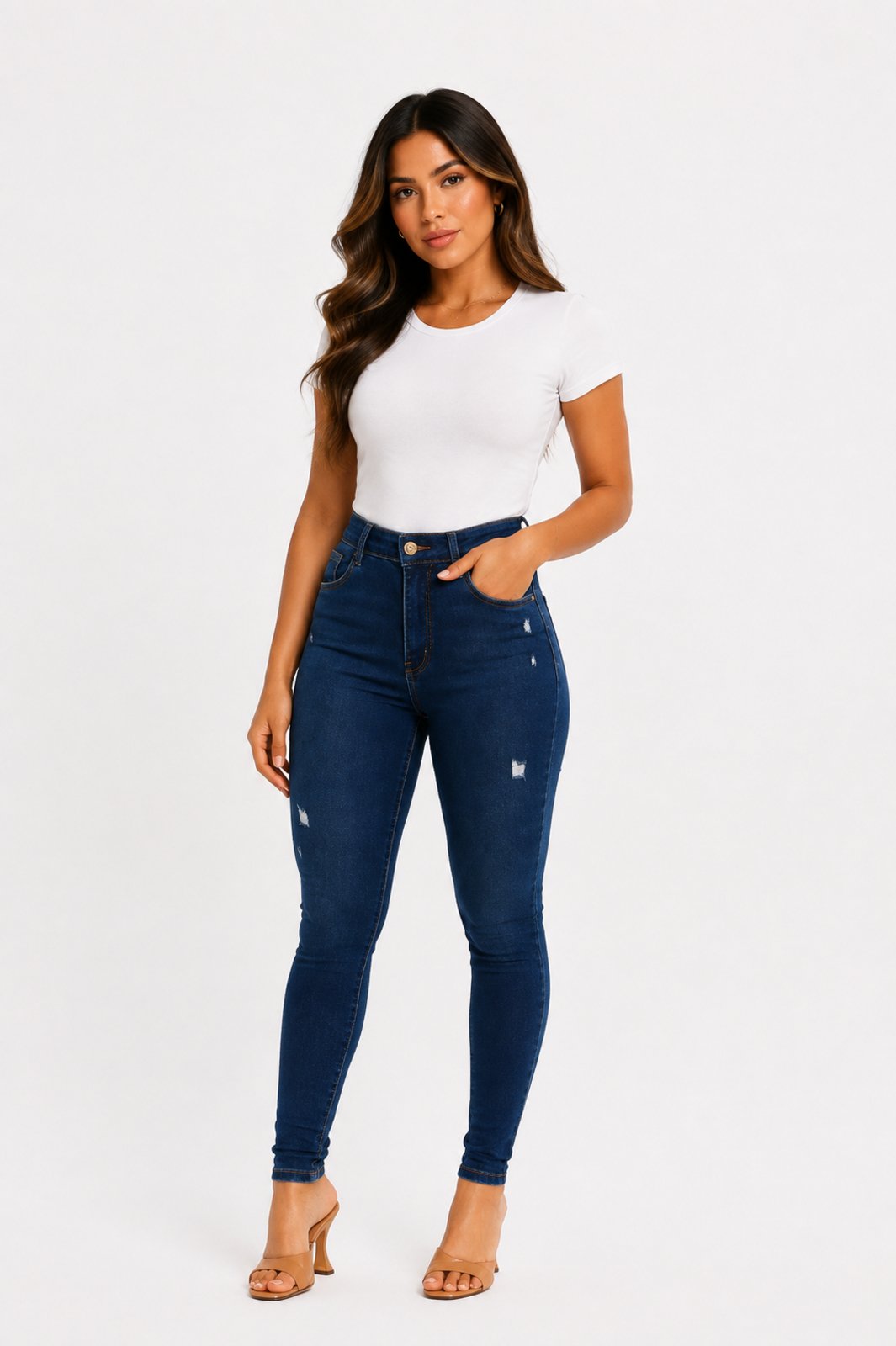 Calça Jeans Feminina D Bell Outlet Fashion Skinny Azul Escuro
