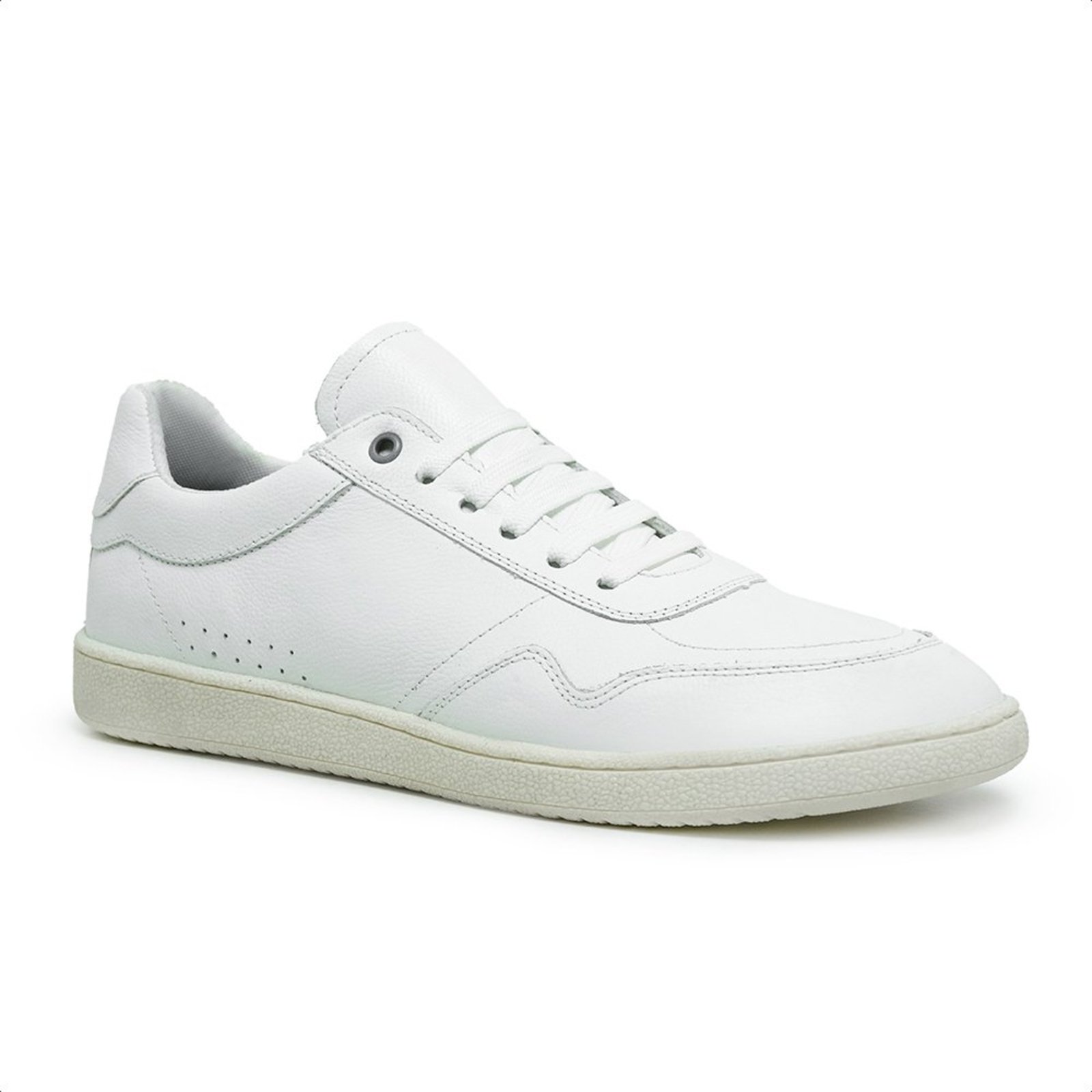 Tênis Masculino Malbork Couro Branco Casual Solado Borracha