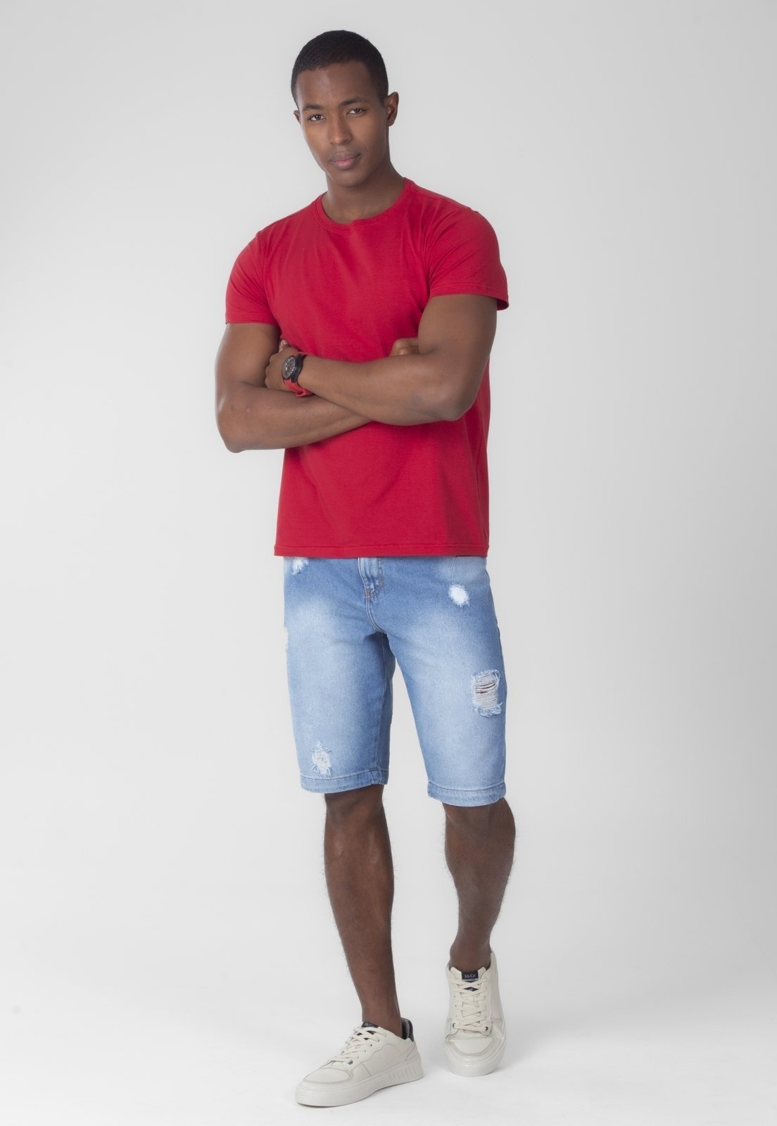 Camiseta Traymon Slim Com Elastano Vermelho