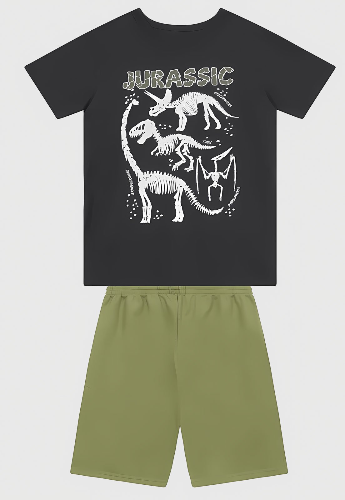 Infantil - Conjunto Brandili Estampa Dinossauros Preto