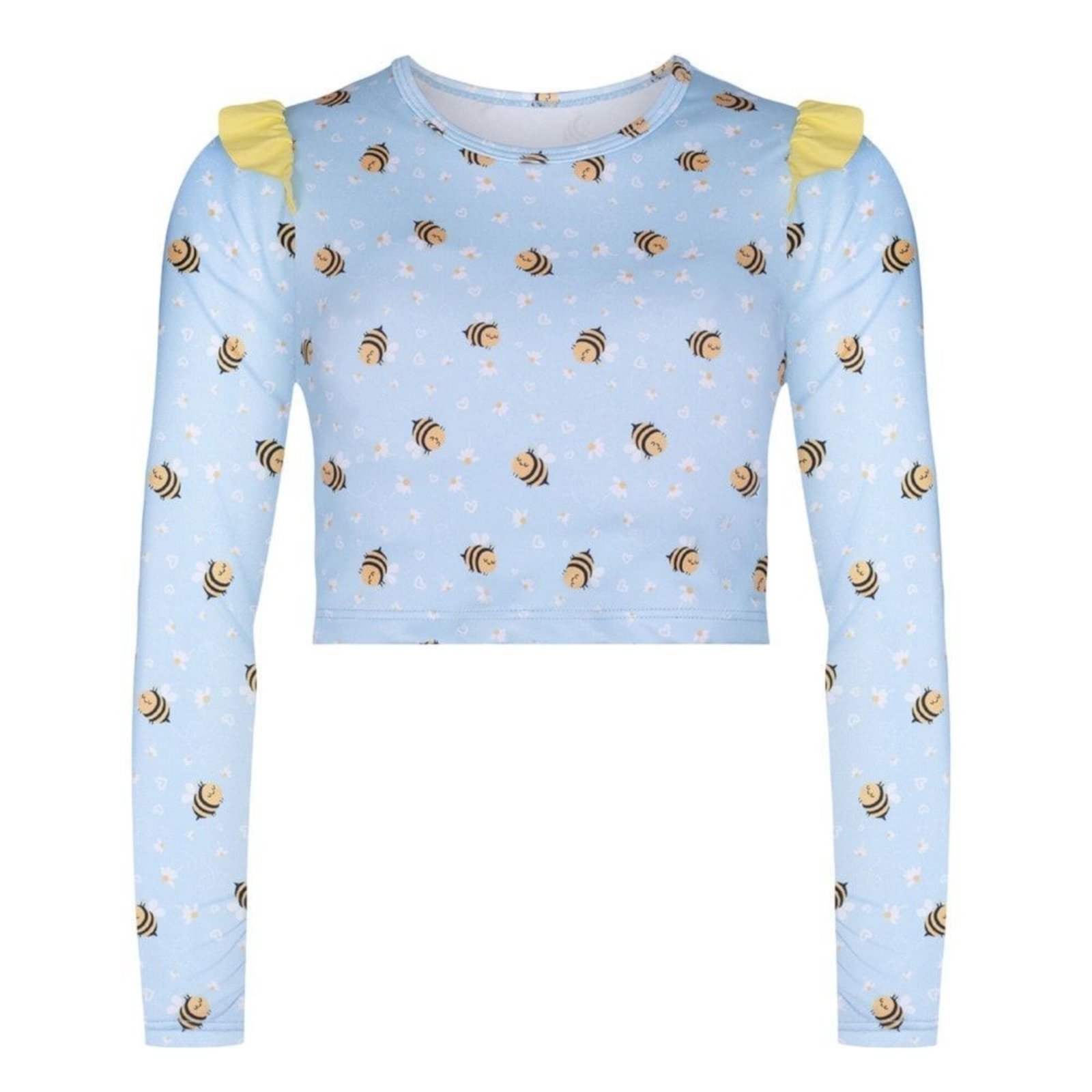 Infantil - Camisa Cropped Selene Manga Longa - Azul - selene