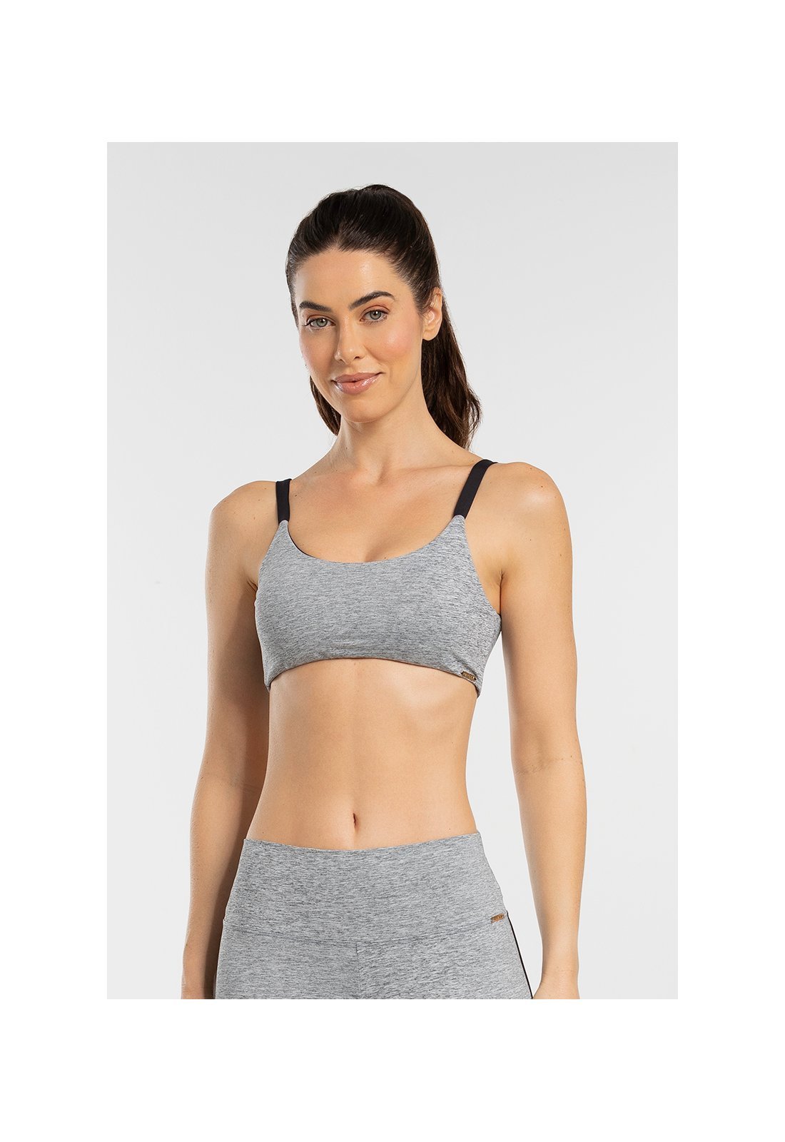Top Fitness Feminino com Bojo e Alças com Elástico Embutido Cor Cinza Mescla