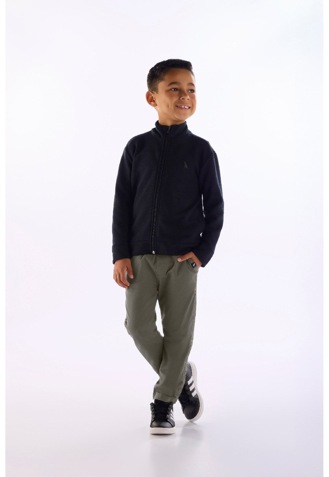 Infantil - Jaqueta Gorgurão Gola Alta Quimby Preto