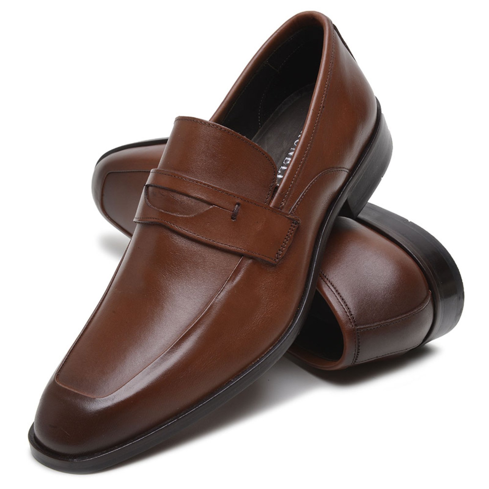 Sapato Masculino Social Veritimo Em Couro Mocassim Clássico Oxford Brogue Casual Whisky