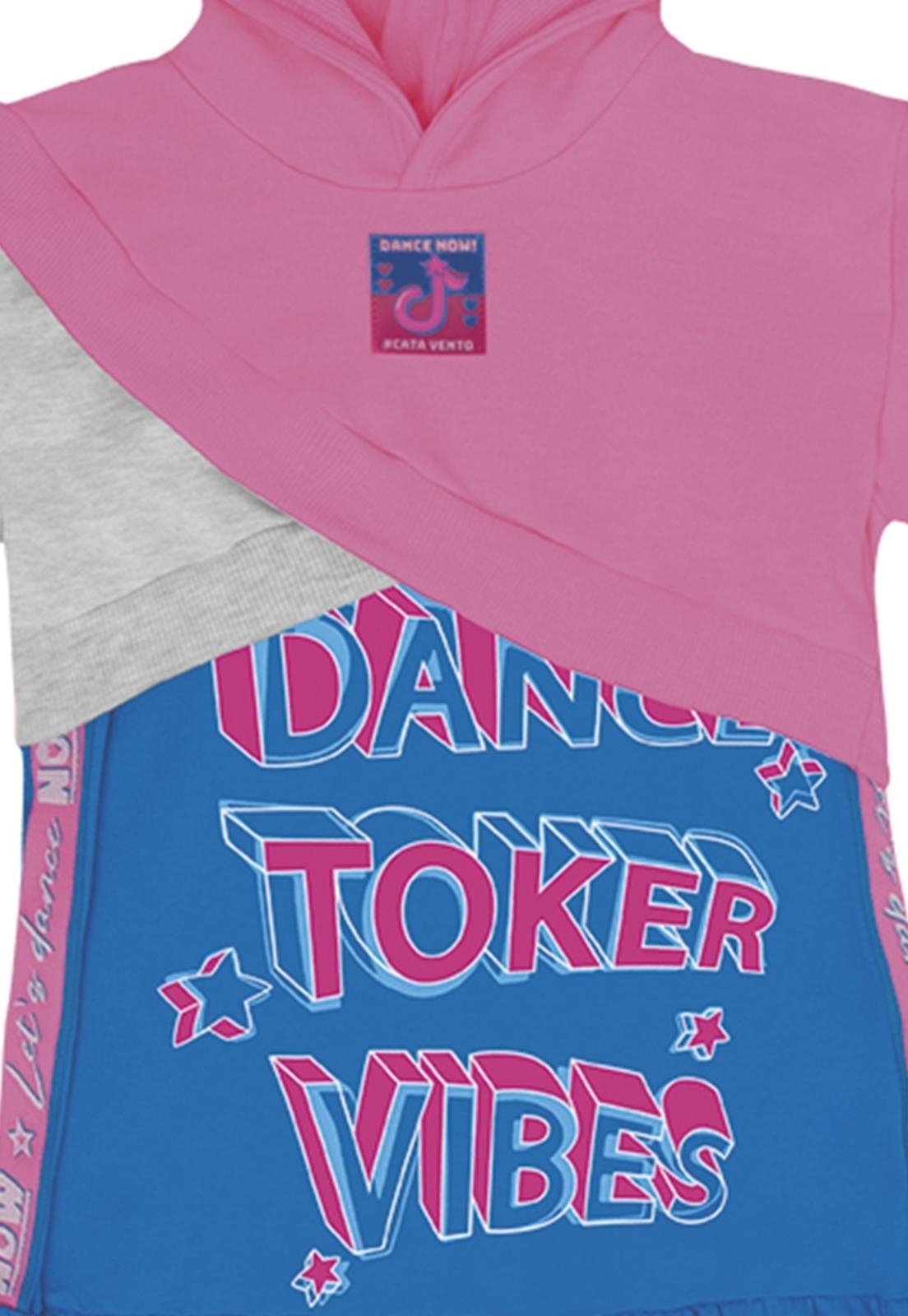 Vista 3 Infantil - Vestido Moletinho Blusão Toker Neon Catavento 12 Azul Nina Go azul neon