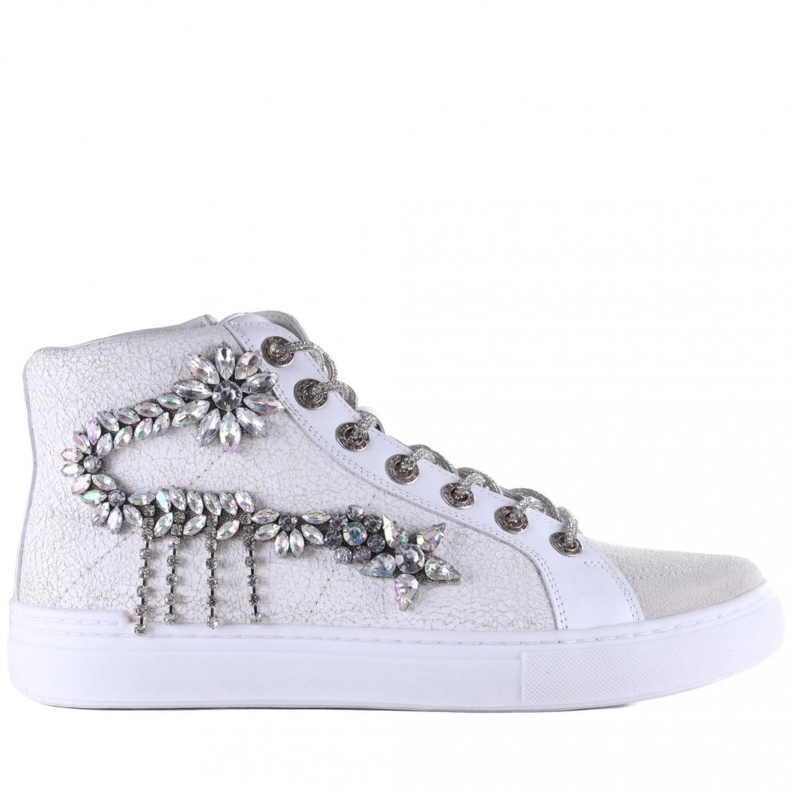 Tênis Feminino Zariff Cano Alto com Pedrarias Glw170 Zariff Branco