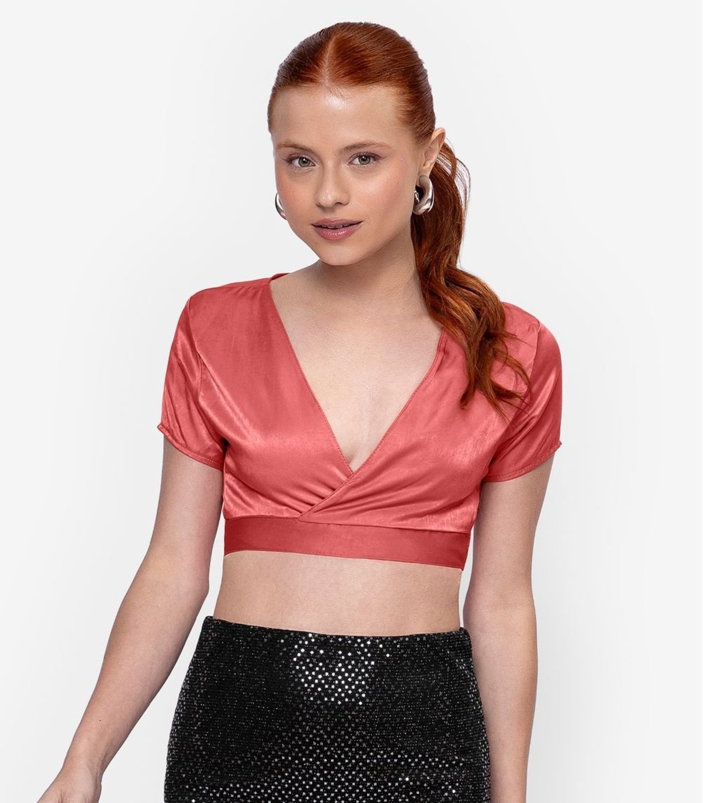Infantil – Blusa Cropped Juvenil Em Viscopoly Minty Laranja