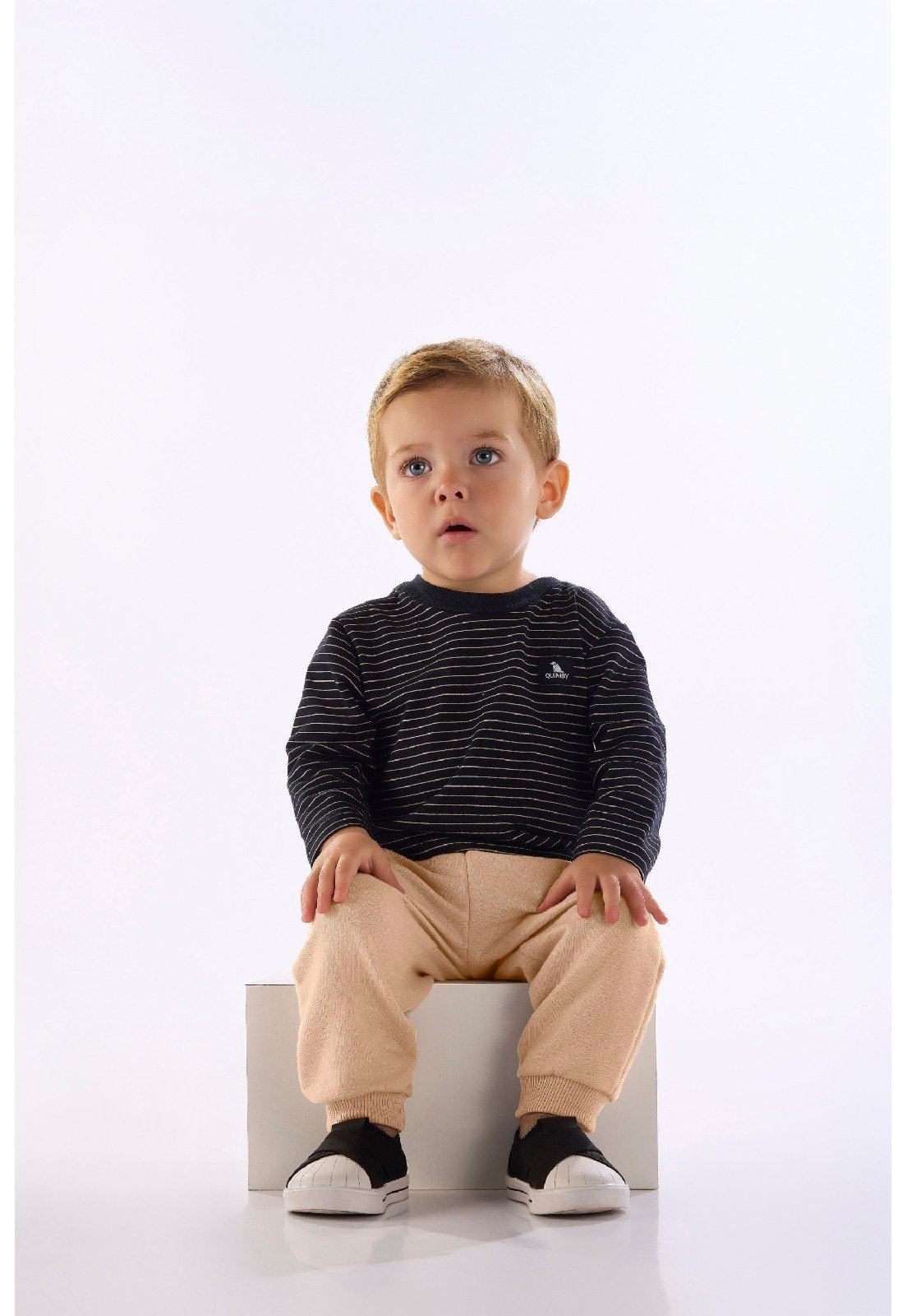 Infantil - Conjunto Menino Camiseta Calça Quimby Branco