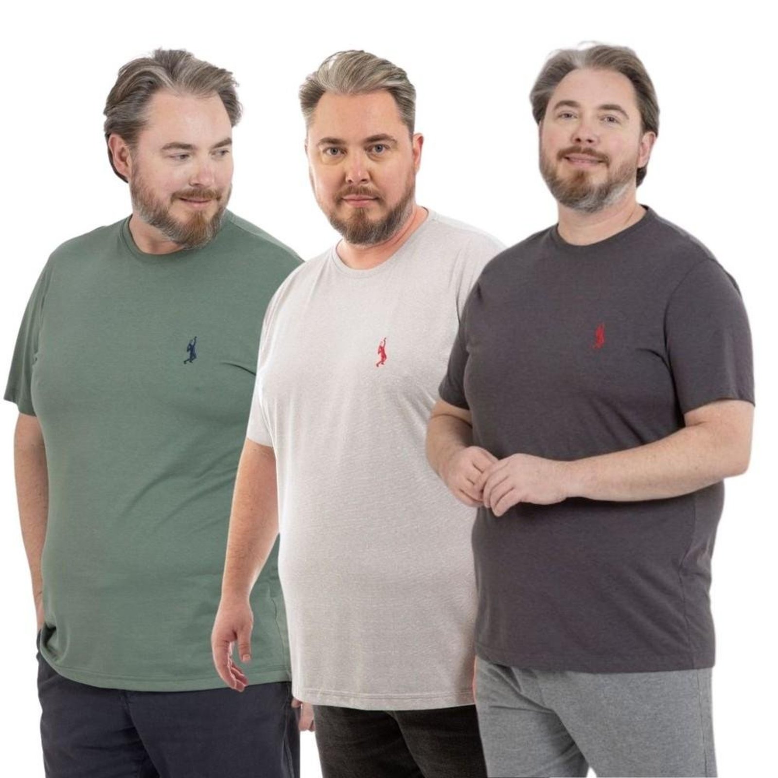 Kit 3 Camiseta Plus Size Básica Casual Masculina Confortável em Malha Leve