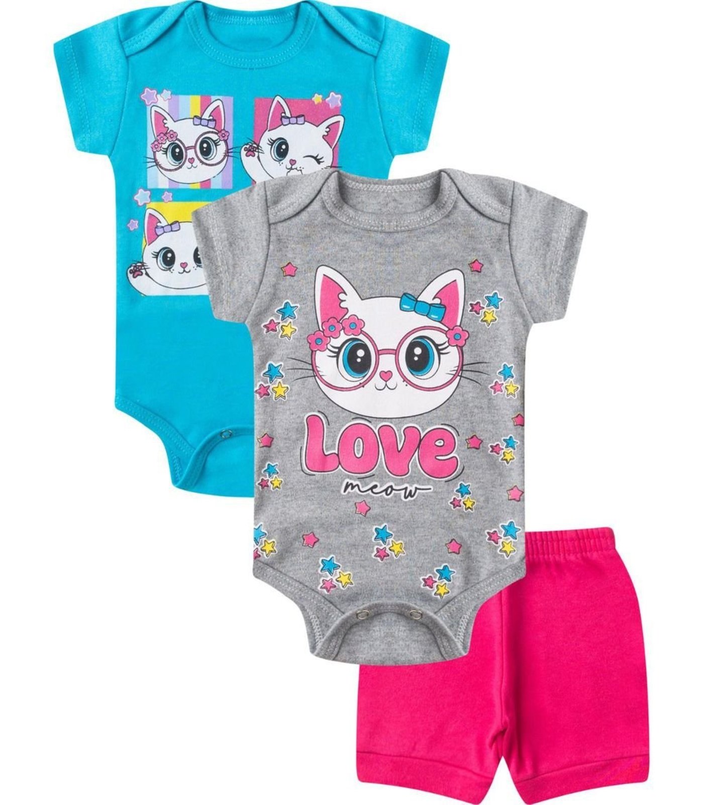 Infantil – Kit Body Curto 3 Peças Select Rosa