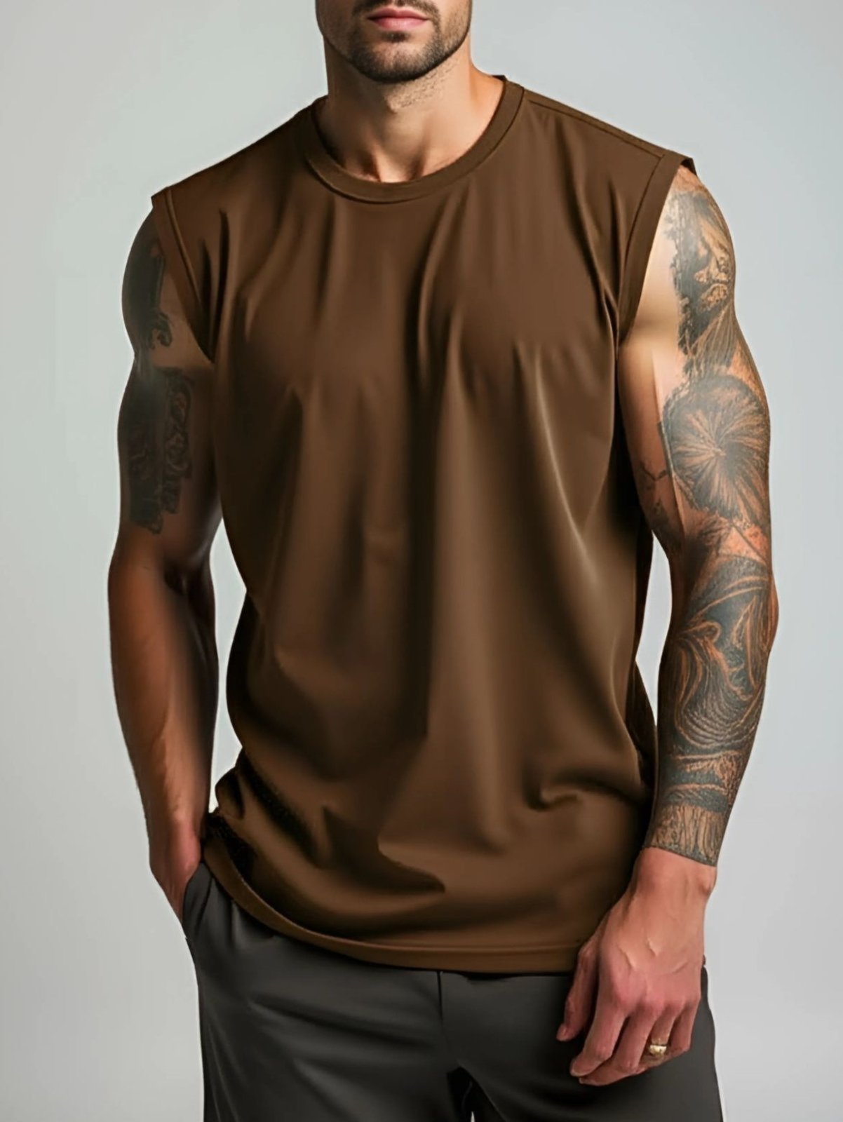 Camiseta Regata Masculina Oversized GuGi Lisa Marrom