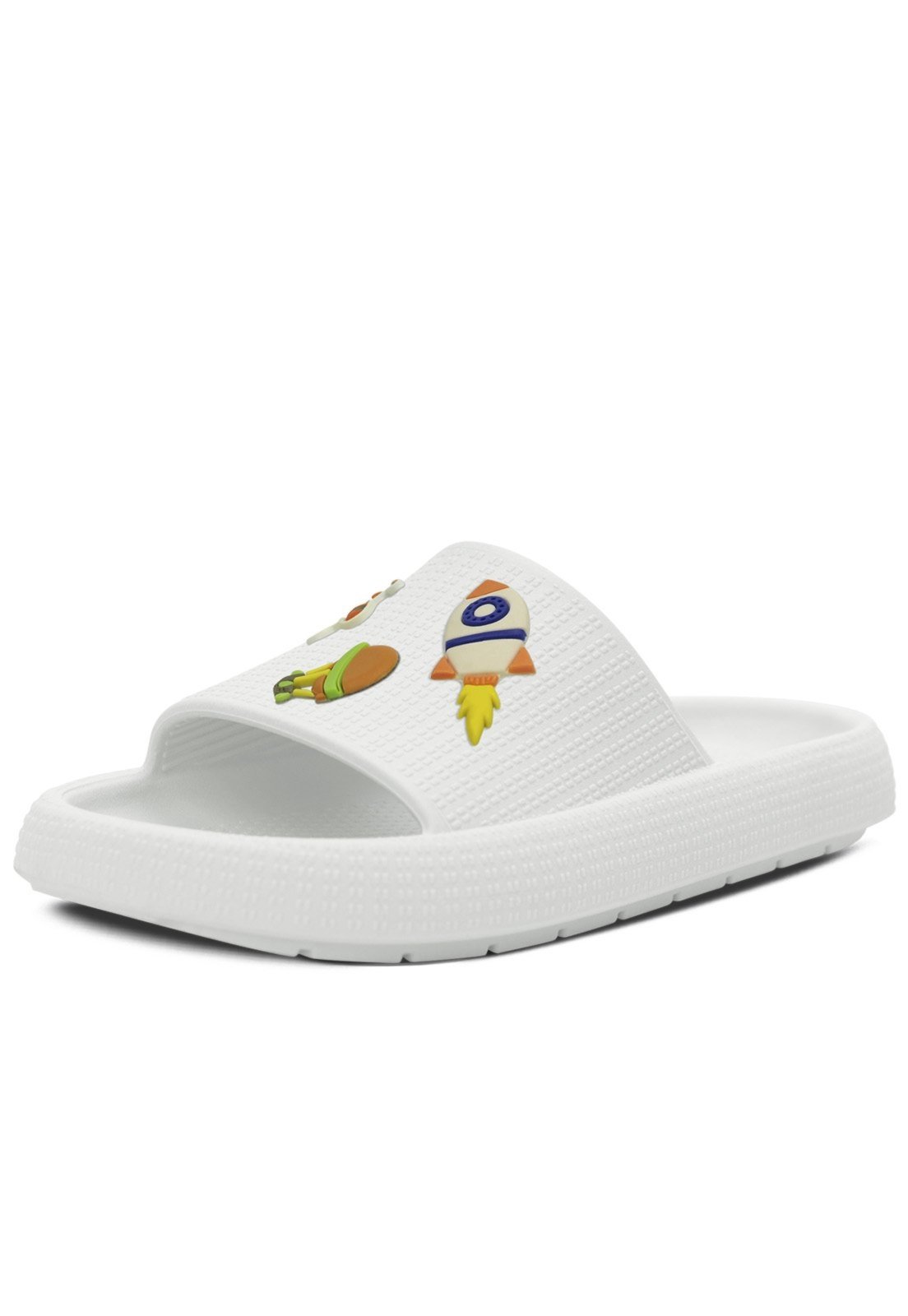Infantil - Chinelo Estilo Nuvem Pópidi Menino Slide Aereo Branco