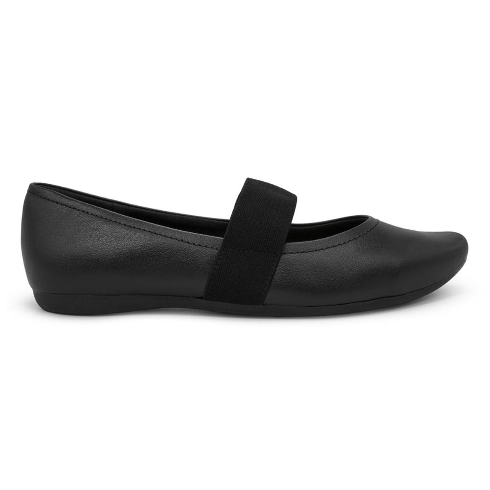 Sapatilha Usaflex Feminina Boneca Couro Bico Redondo Casual UD20002 Preto
