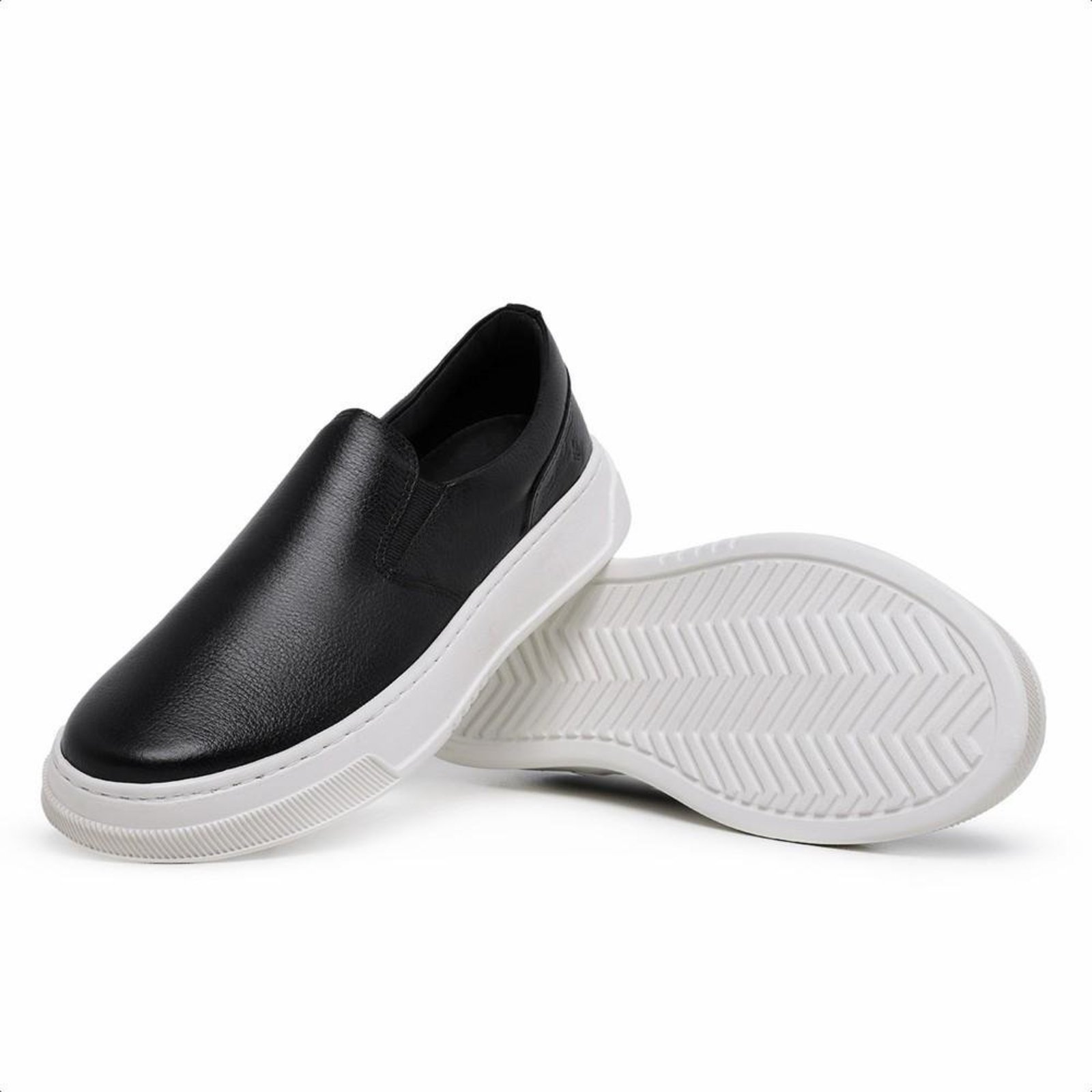 Tênis Masculino Couro Casual Dia a Dia Confortável Leve Preto 37 Preto