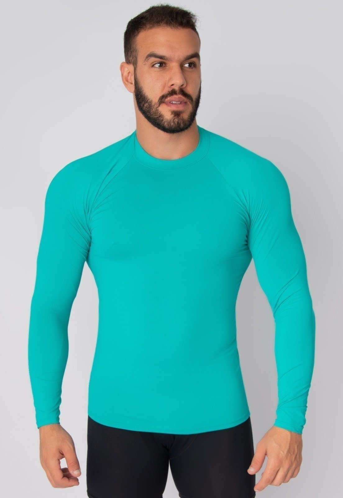 Camisa Masculina Vekyo Térmica Poliamida UV Segunda Pele Verde Água
