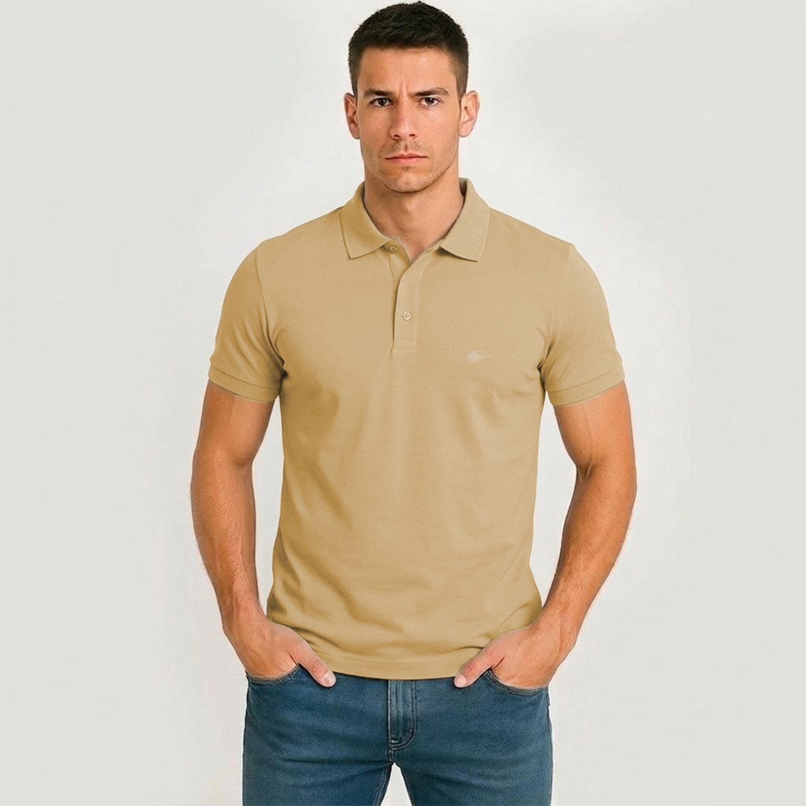 Camiseta Polo Masculina Básica Sallo Premium Amber