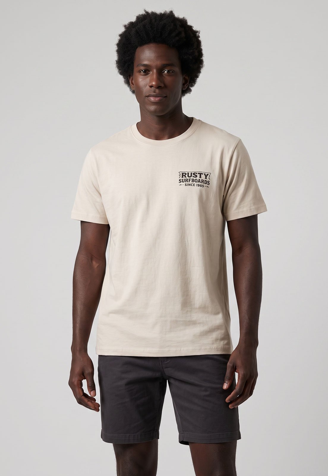 Camiseta Masculina Rusty Silk MC Woodcut Bege