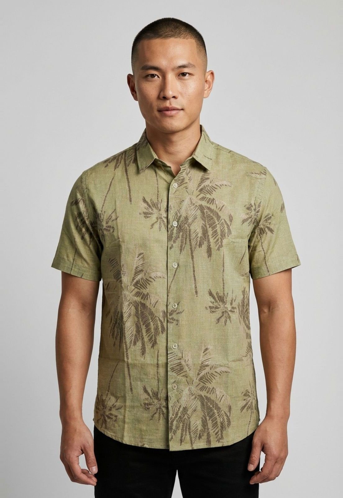 Camisa Masculina Aleatory Estampa Folhagem Verde