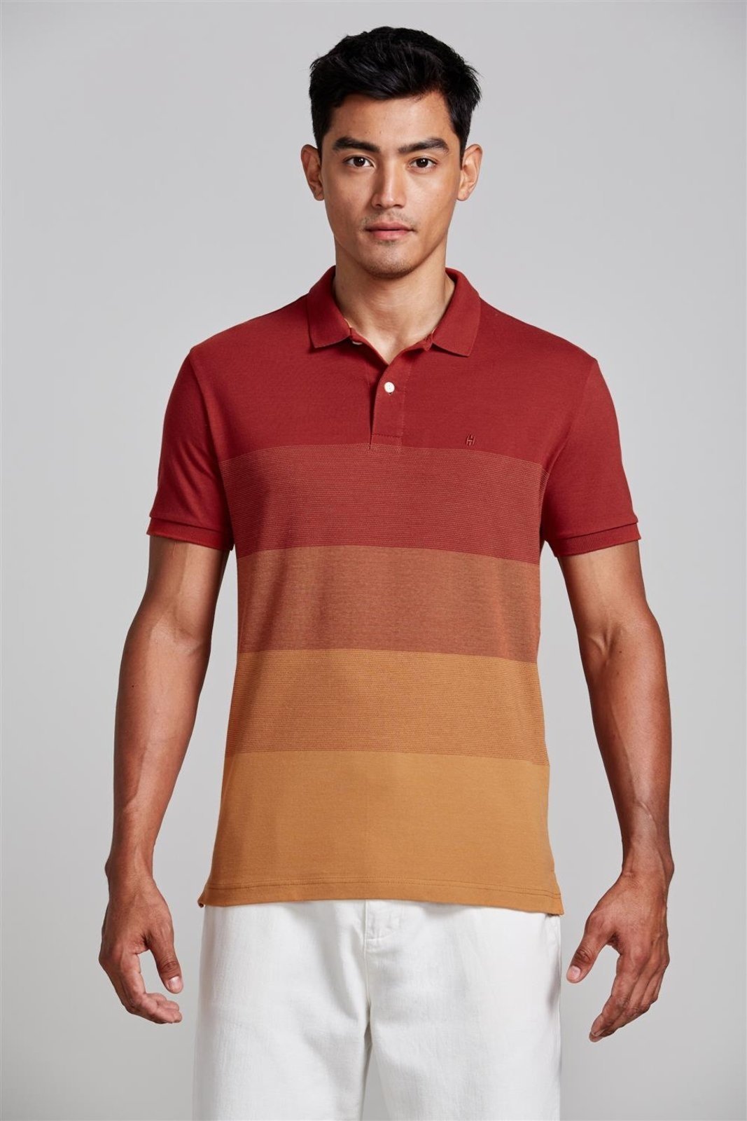 HIGHSTIL Camisa Polo Piquet Slim Fit - Vermelho / Marrom Caramelo