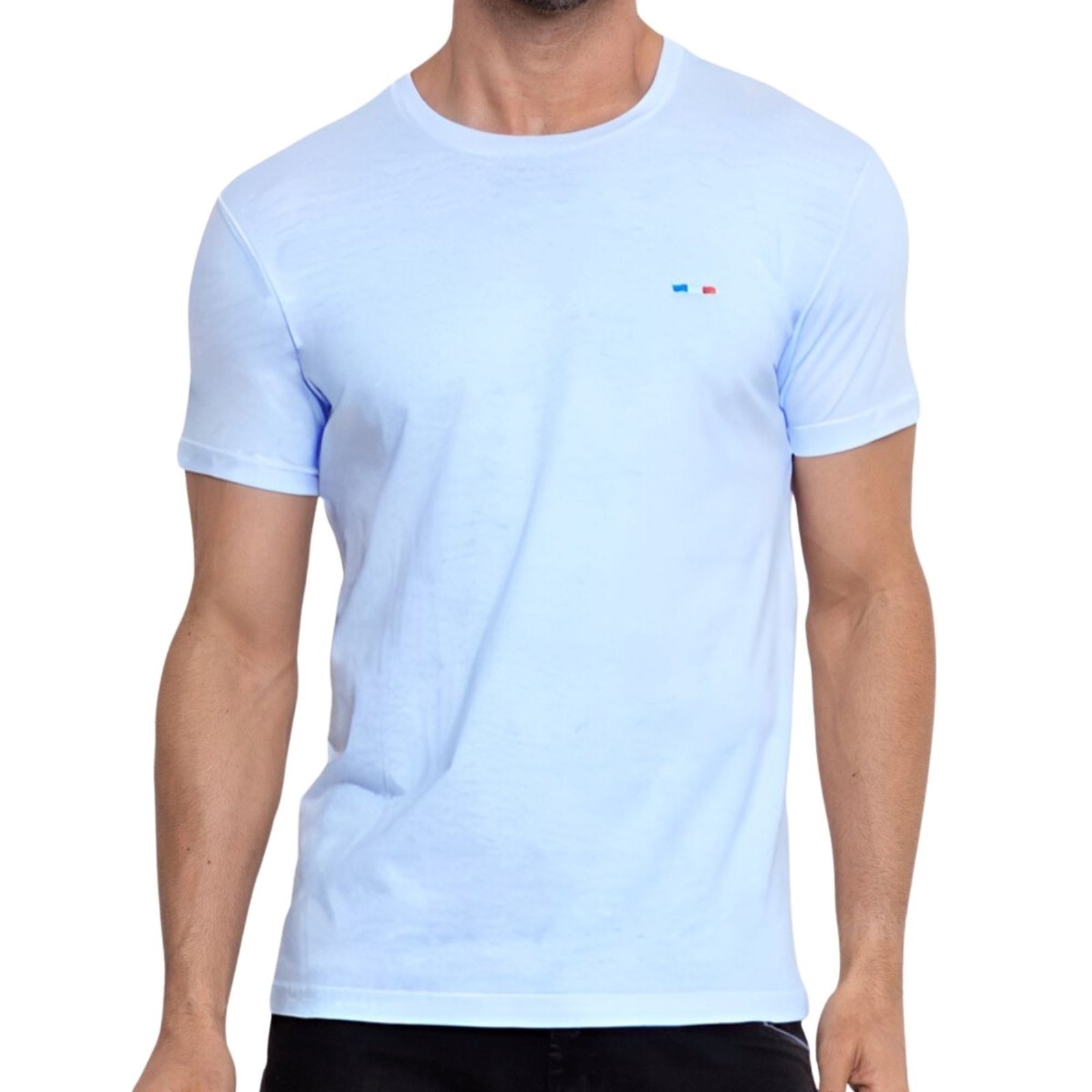 Camisetas FMF Básicas Masculina em Algodão Premium no Estilo Tommy Bordado França Marinho