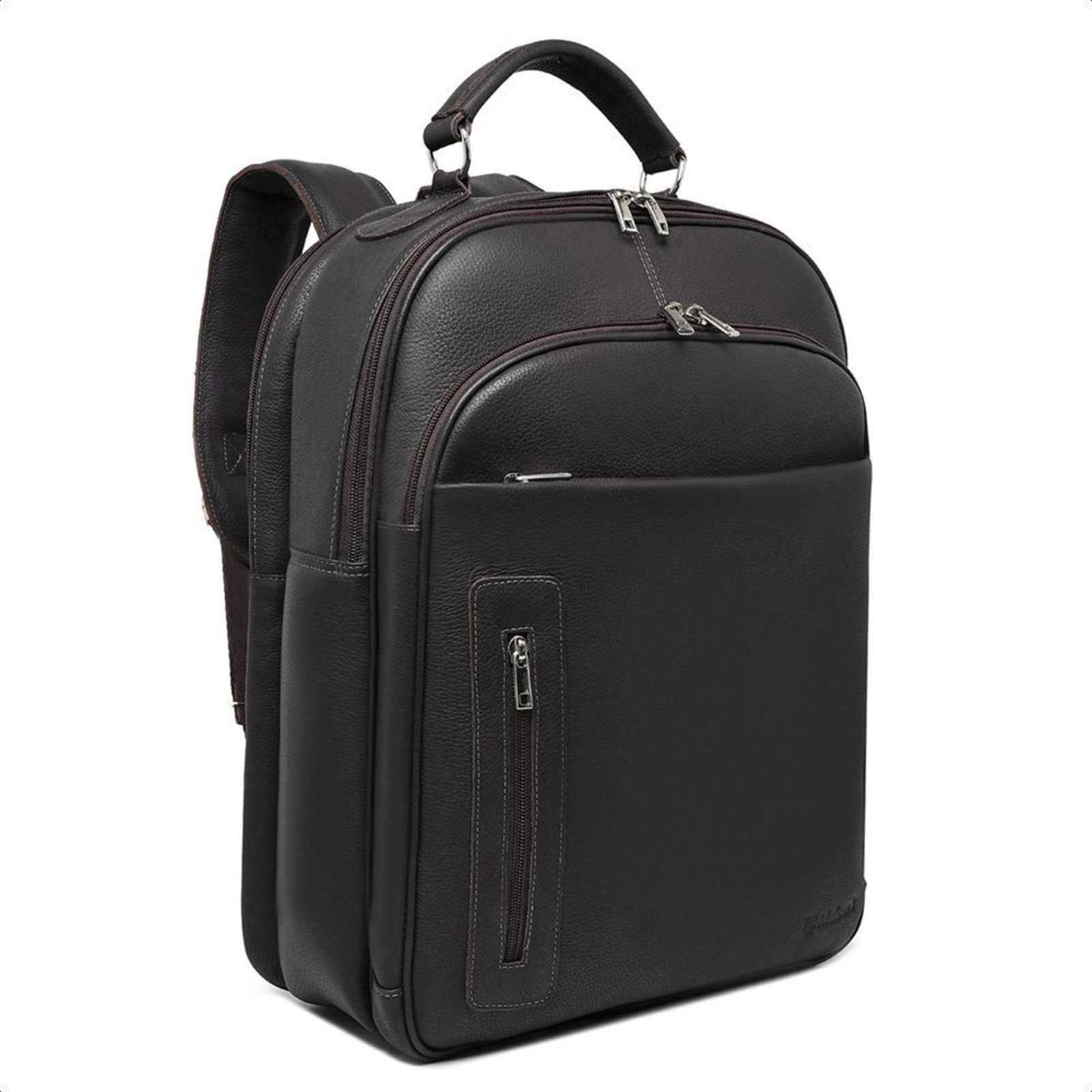 Mochila Executiva em Couro Floater Marrom Organização Elegância M1_M