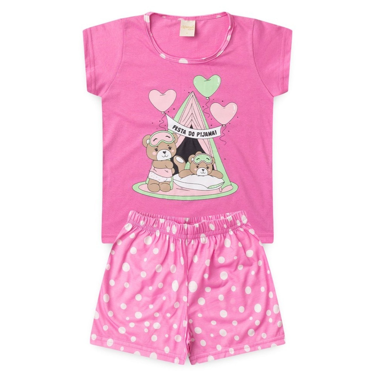 Pijama Verão Menina Poema Blusa Brilha no Escuro e Shorts Festa do Pijama
