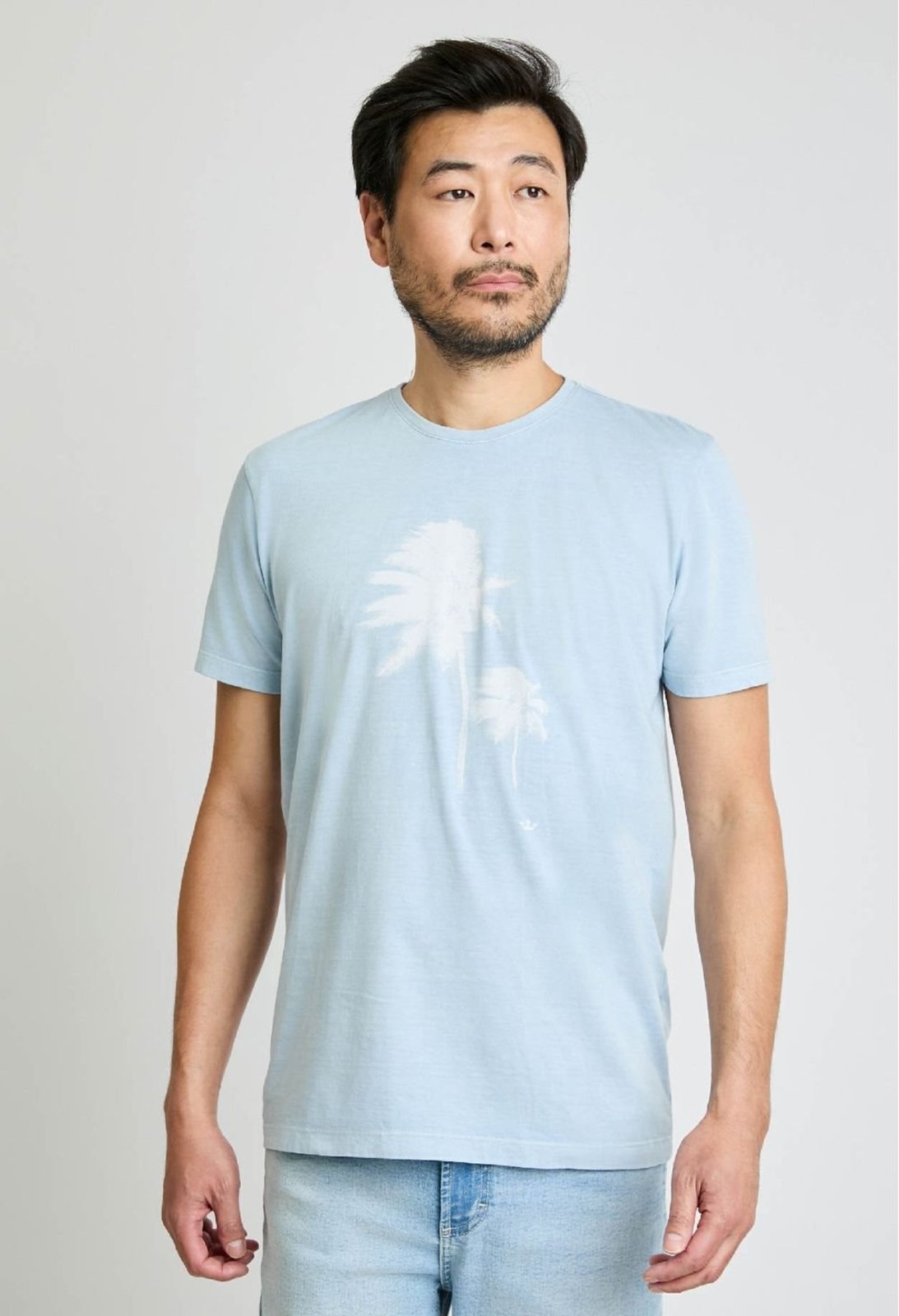 Camiseta Docthos Slim Manga Curta Stone Coqueiros 057 Azul Claro M