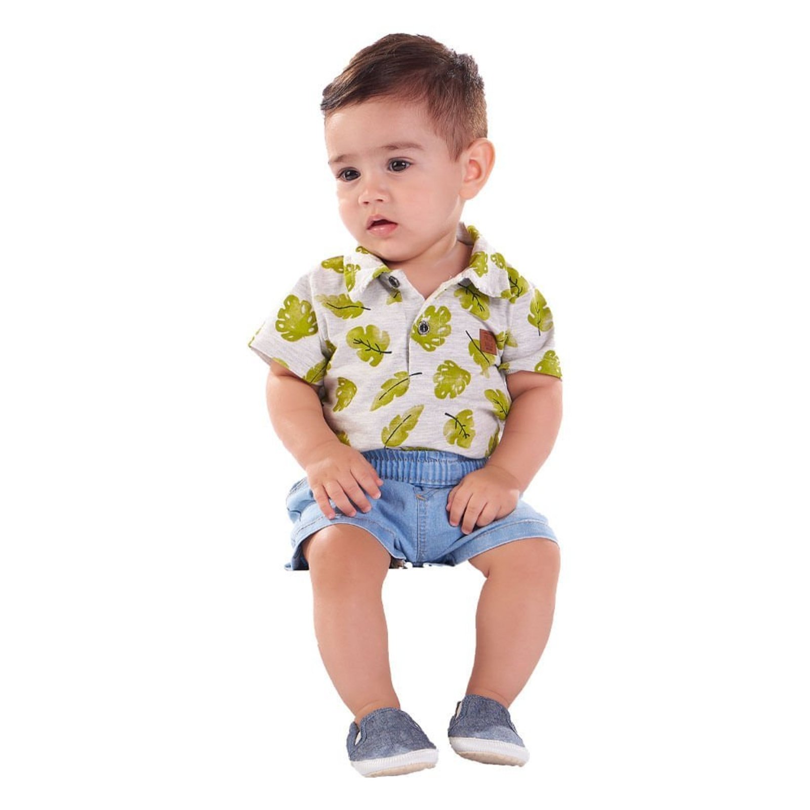 Infantil - Body Menino - Mescla Banana - 48652-60 Cinza