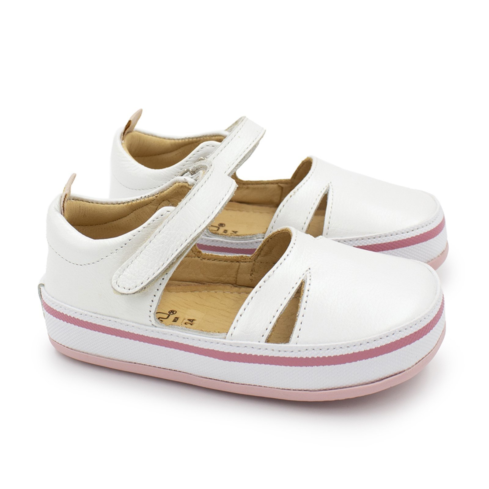 Vista 2 Infantil - Sandalia Menina Blue Amanda Couro Perola Blue Infantis off-white blue