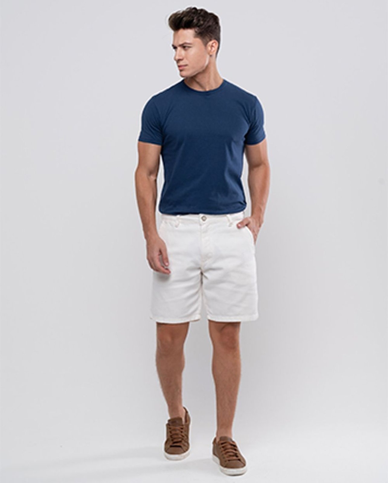 Bermuda Sarja Chino Masculina Básica 24291 Off White Consciência