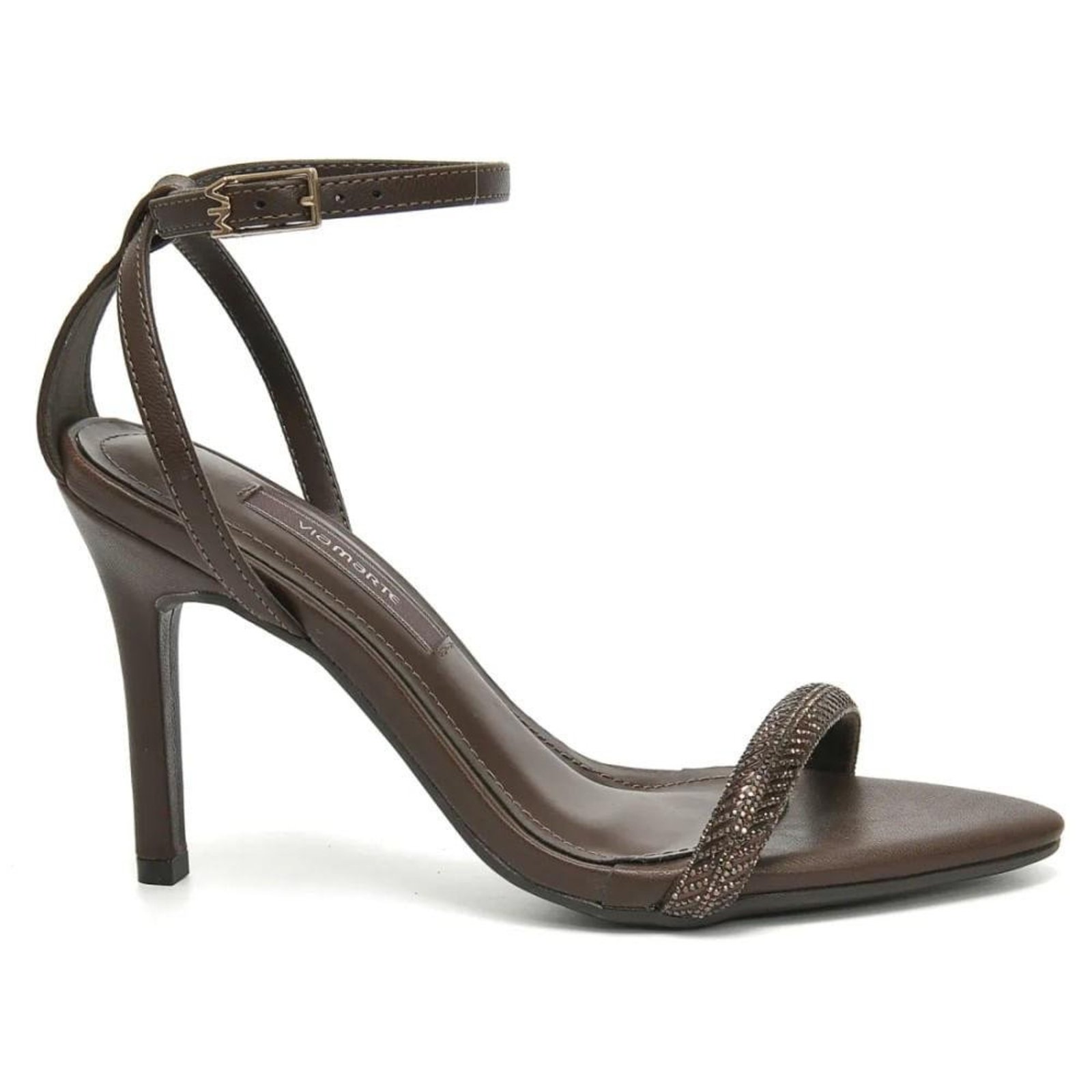 Sandália Salto Fino Via Marte Lace Up Feminina Marrom