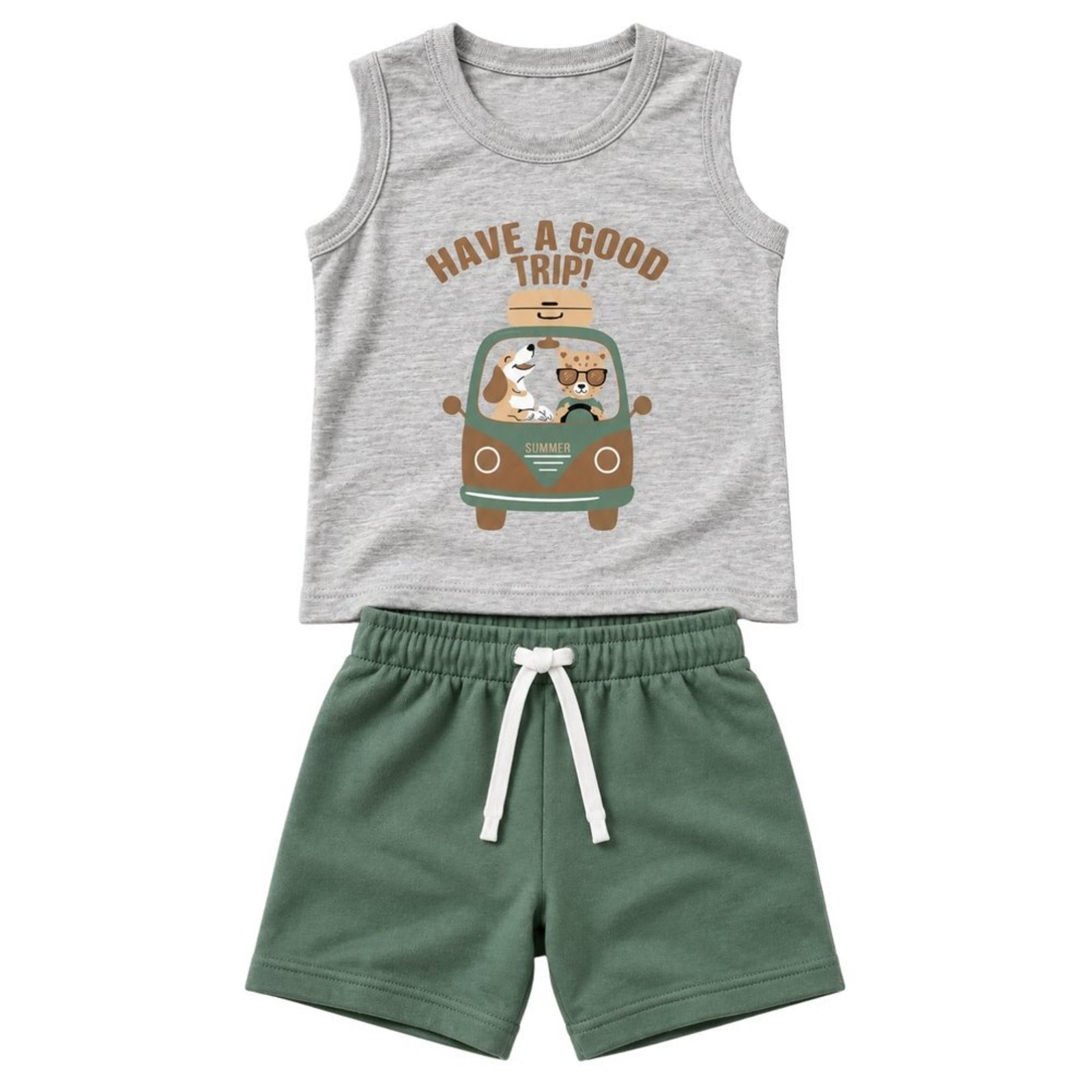 Infantil - Conjunto Menino Regata Meia Malha Penteada Bermuda Moletinho