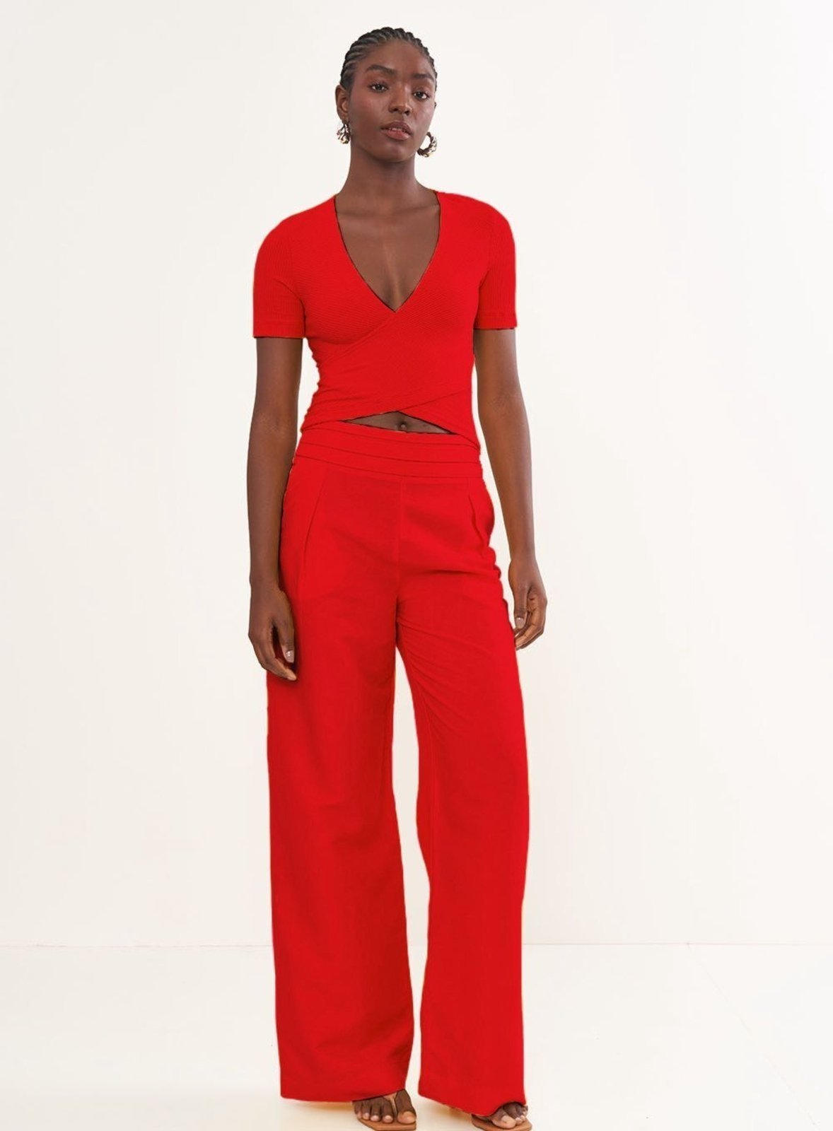 Vista 3 Blusa Canelada Justa Com Transpasse Colcci Ife vermelho Colcci vermelho