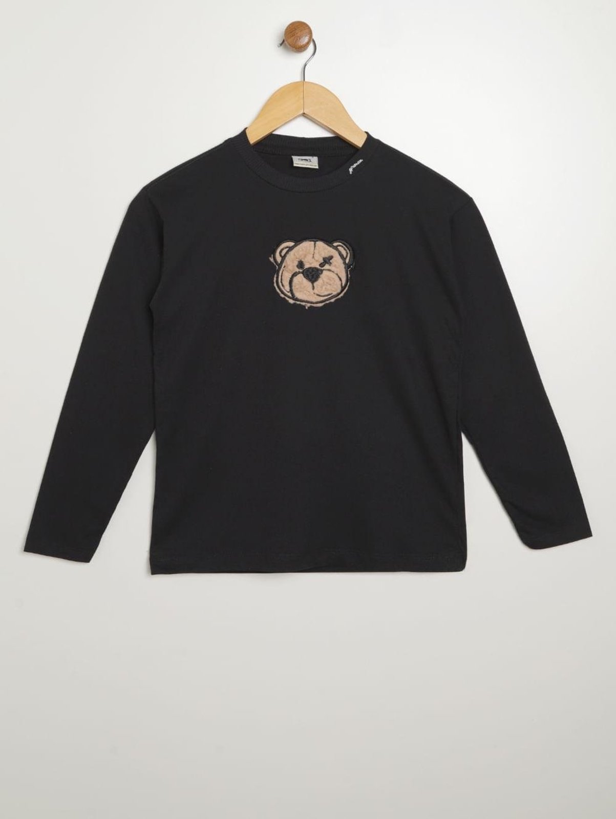 Infantil - Camiseta Manga Longa Juvenil Para Menino- PRETO