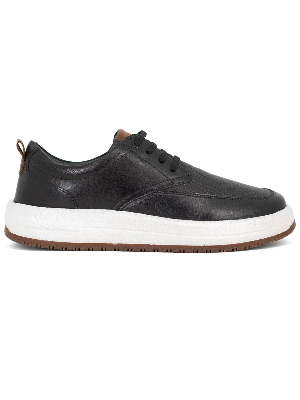 Tênis Masculino Democrata Casual Drake Pulse Couro Elástico Calce Fácil Conforto Preto