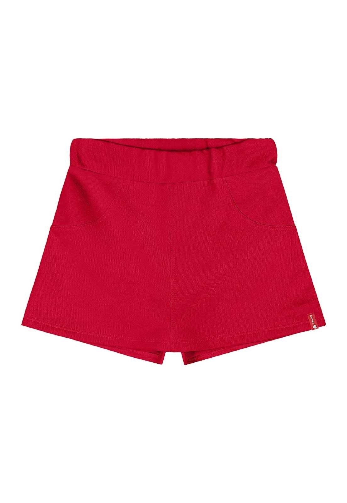 Infantil - Short-Saia em Moletom Menina Quimby Vermelho