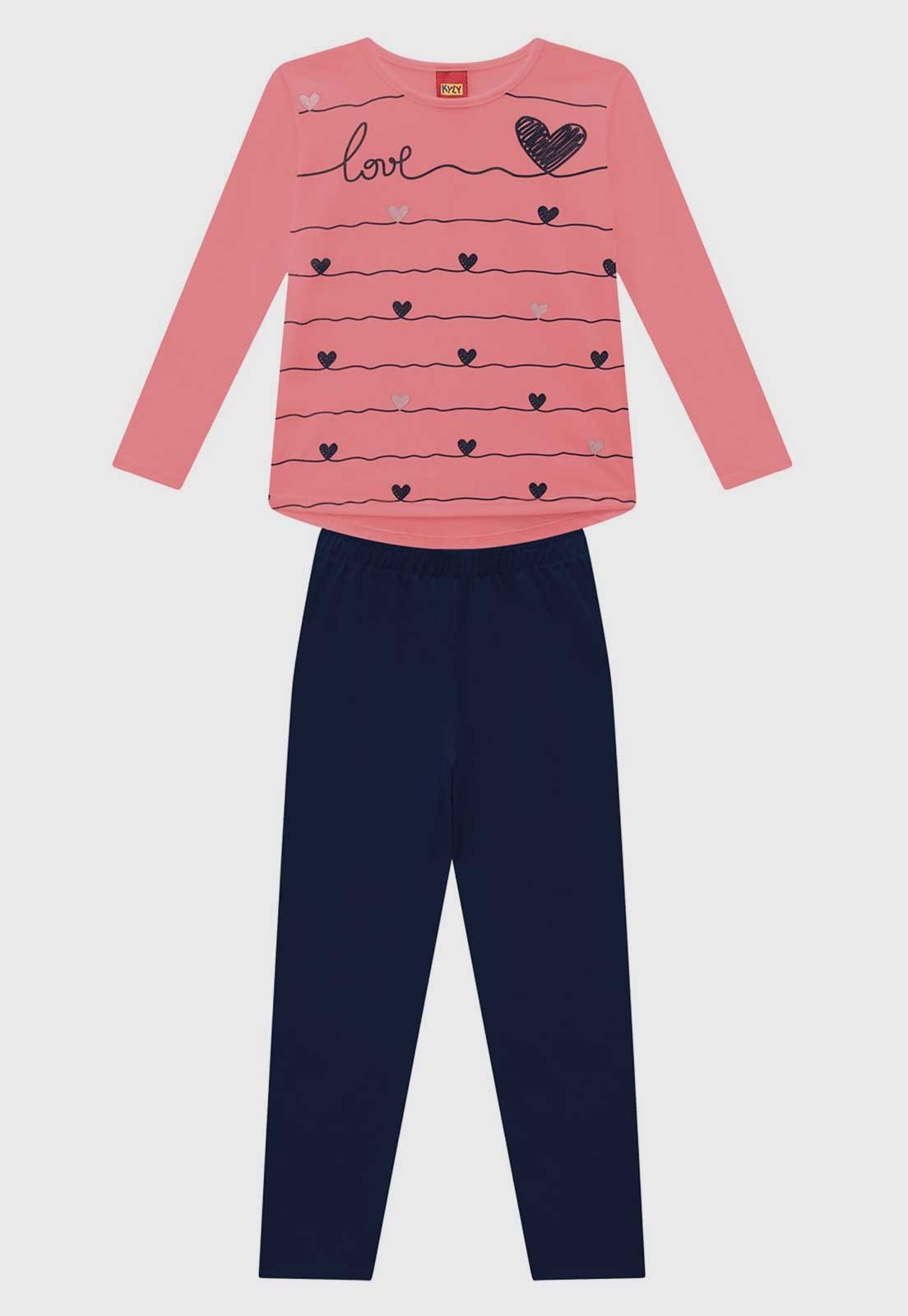 Infantil - Conjunto Kyly Estampa Love Rosa