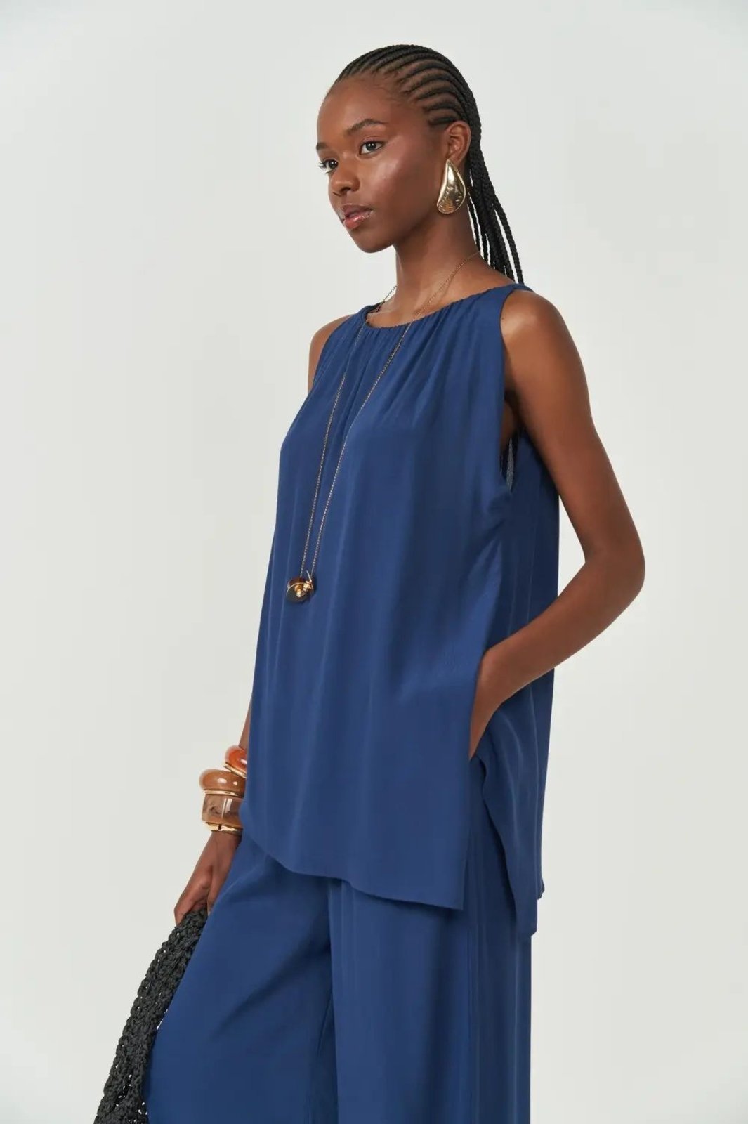 Blusa Loose Assimétrica Colcci Azul Darkness