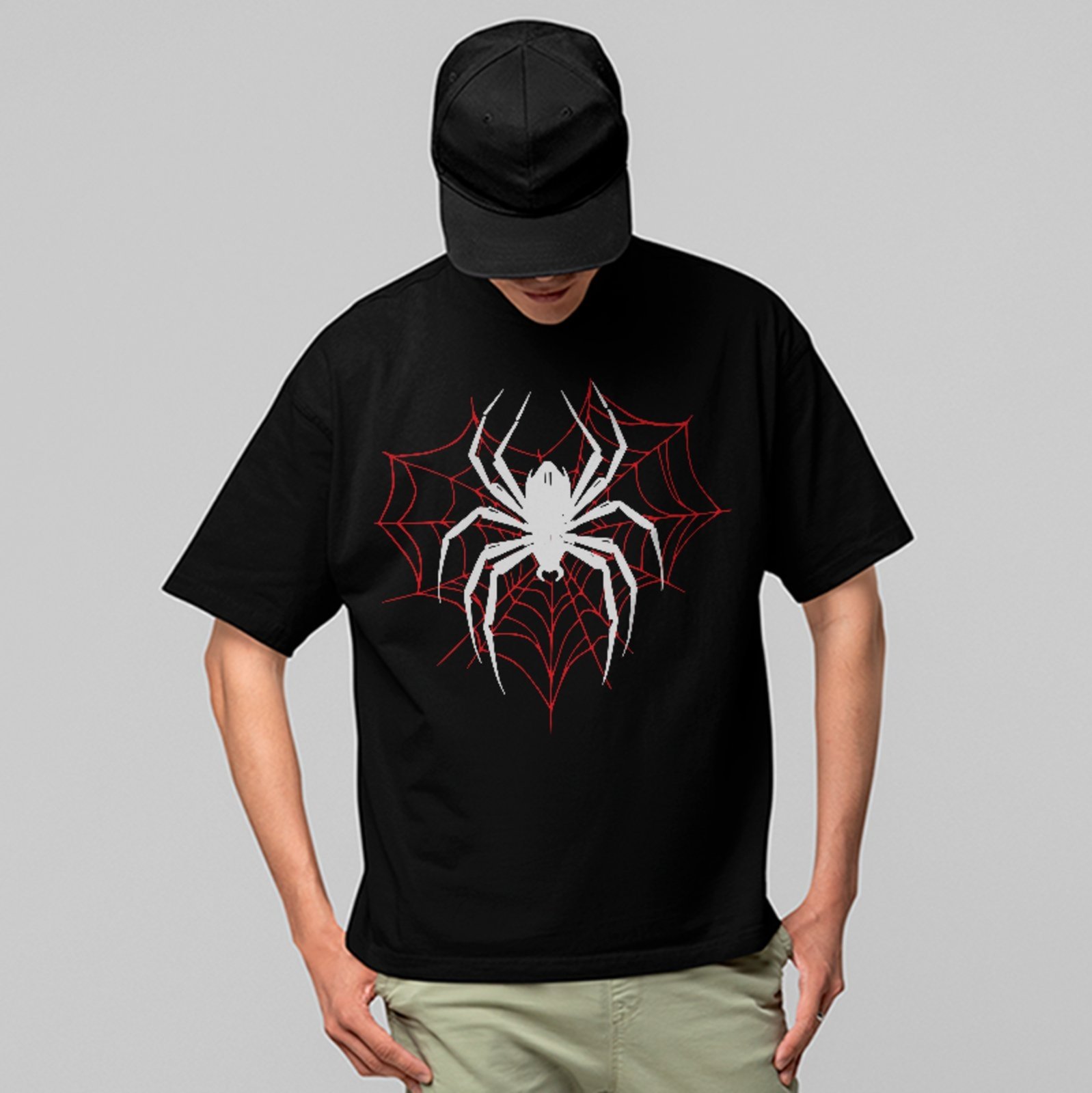 Camiseta Oversized Spider Man Web Dark Style Street Unissex Preto