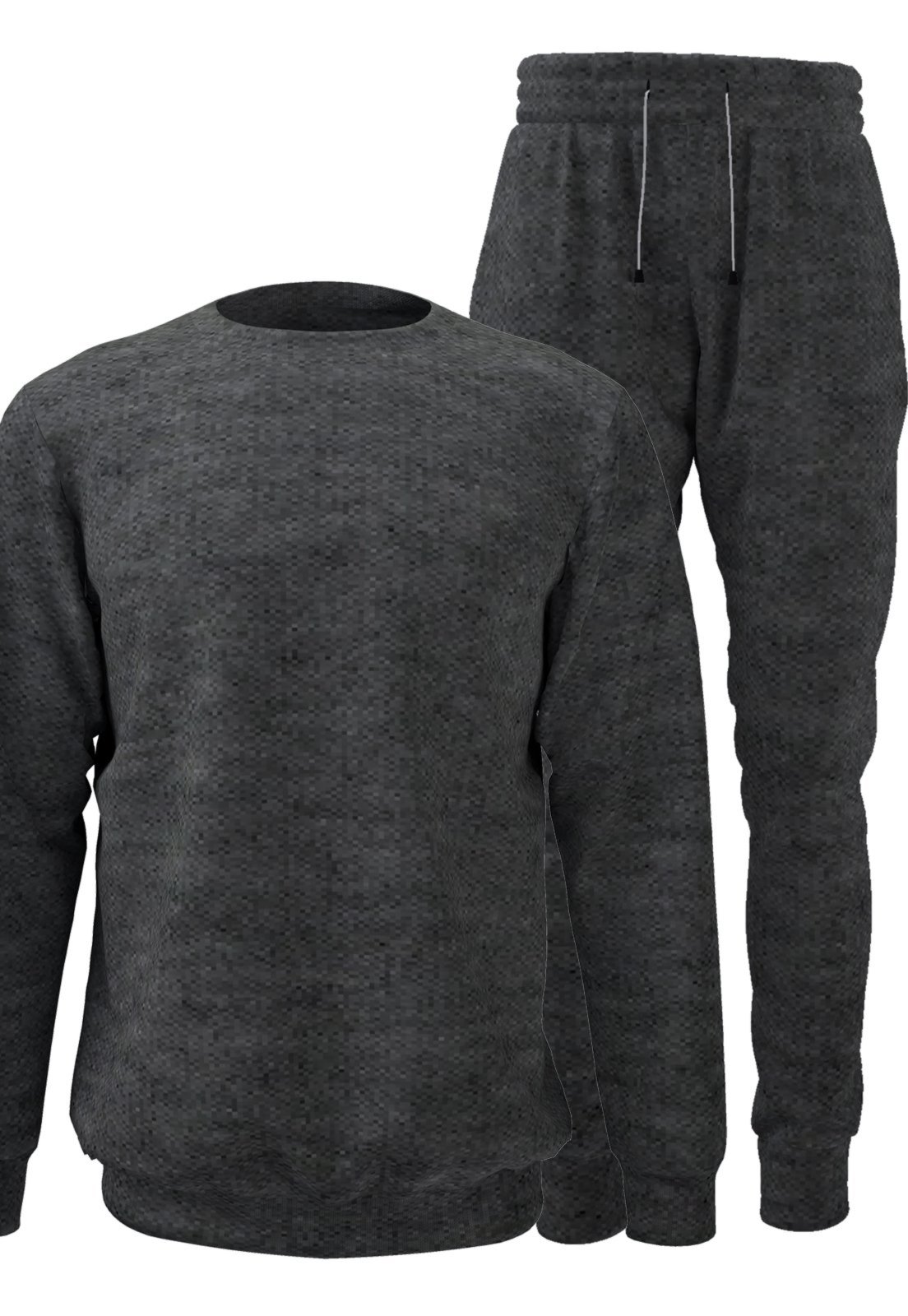 Conjunto Moletom Blusa Careca E Calça Jogger Confortável Em Algodão Felpado Chumbo