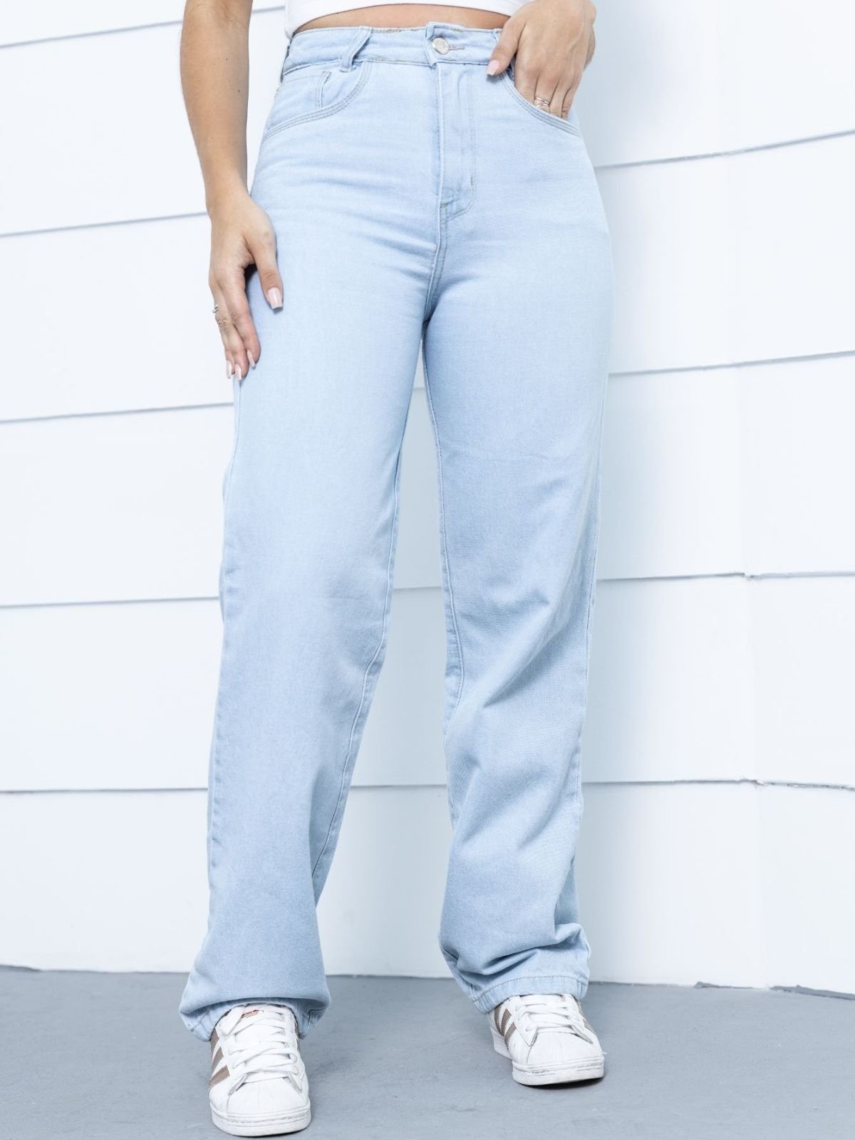 Vista 2 Calça Jeans Wide Leg Feminina Dra Maia Claro azul Dra Maia azul