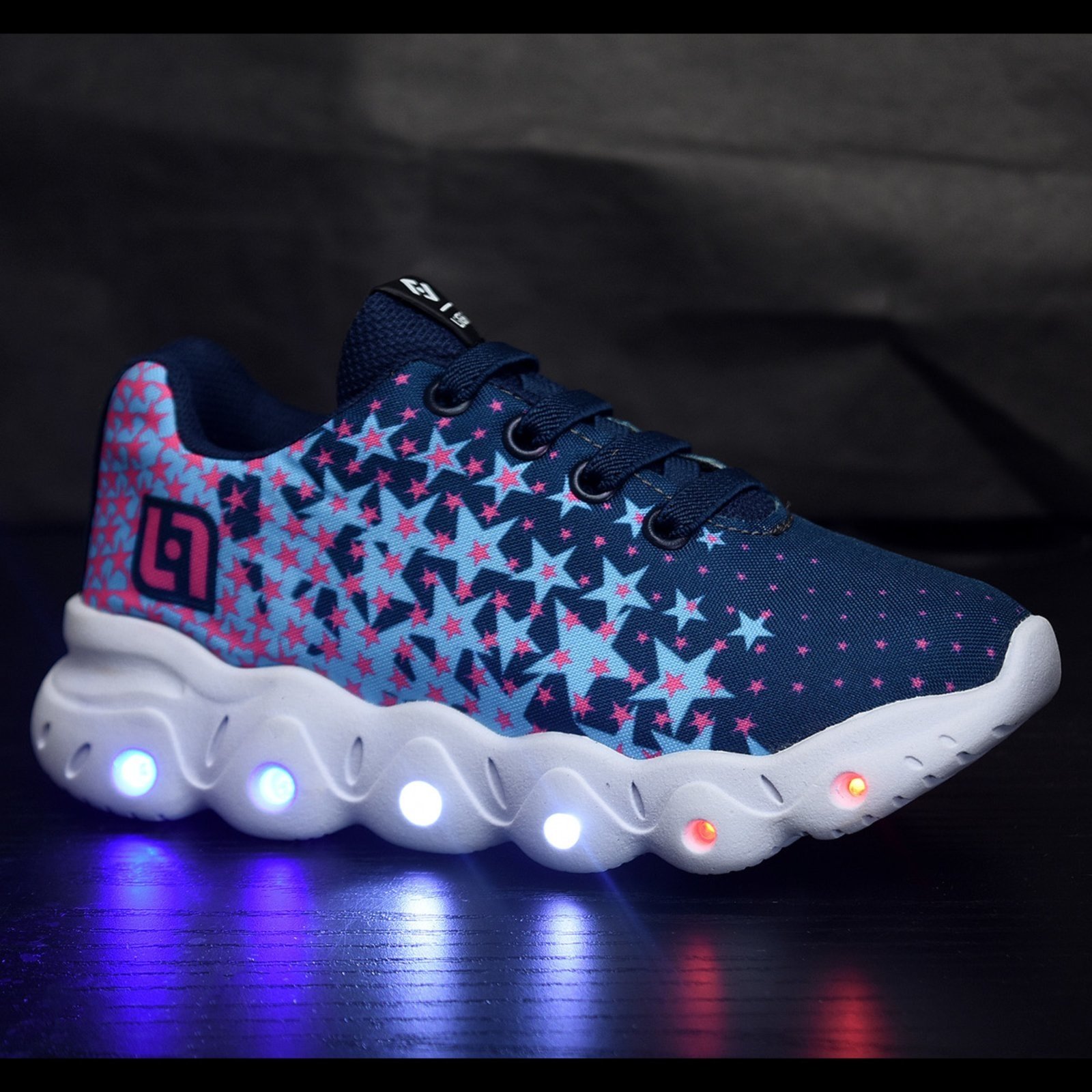 Vista 3 Infantil - Tenis De Led Meninas Casual Marinho e Pink Com Luzes Feminino + Chinelo CALCADOS LGHT LIGHT rosa pink CALCADOS LGHT LIGHT rosa pink