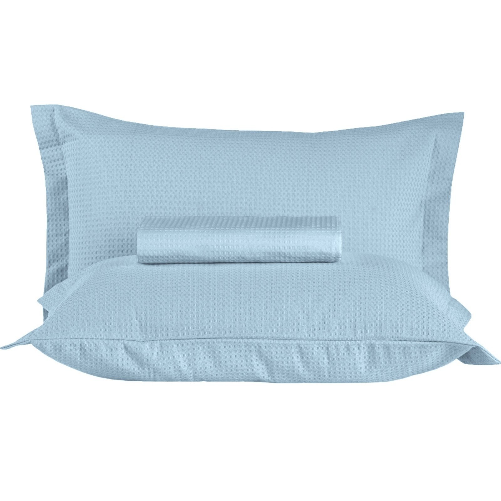 Kit Colcha Queen Piquet Hotel Teka 3 Peças Azul Claro