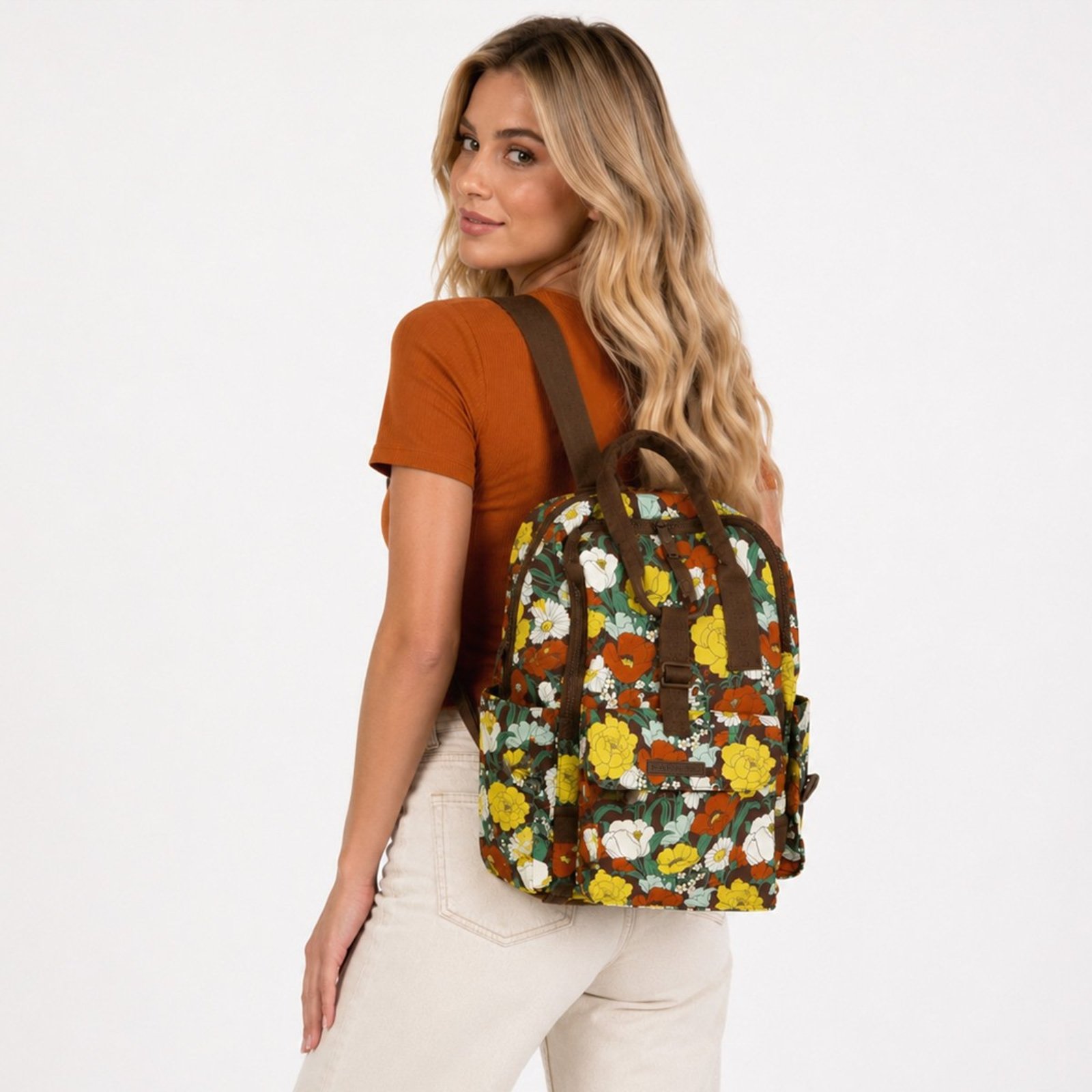 Mochila Farm ETC Floral Bucolico Marrom