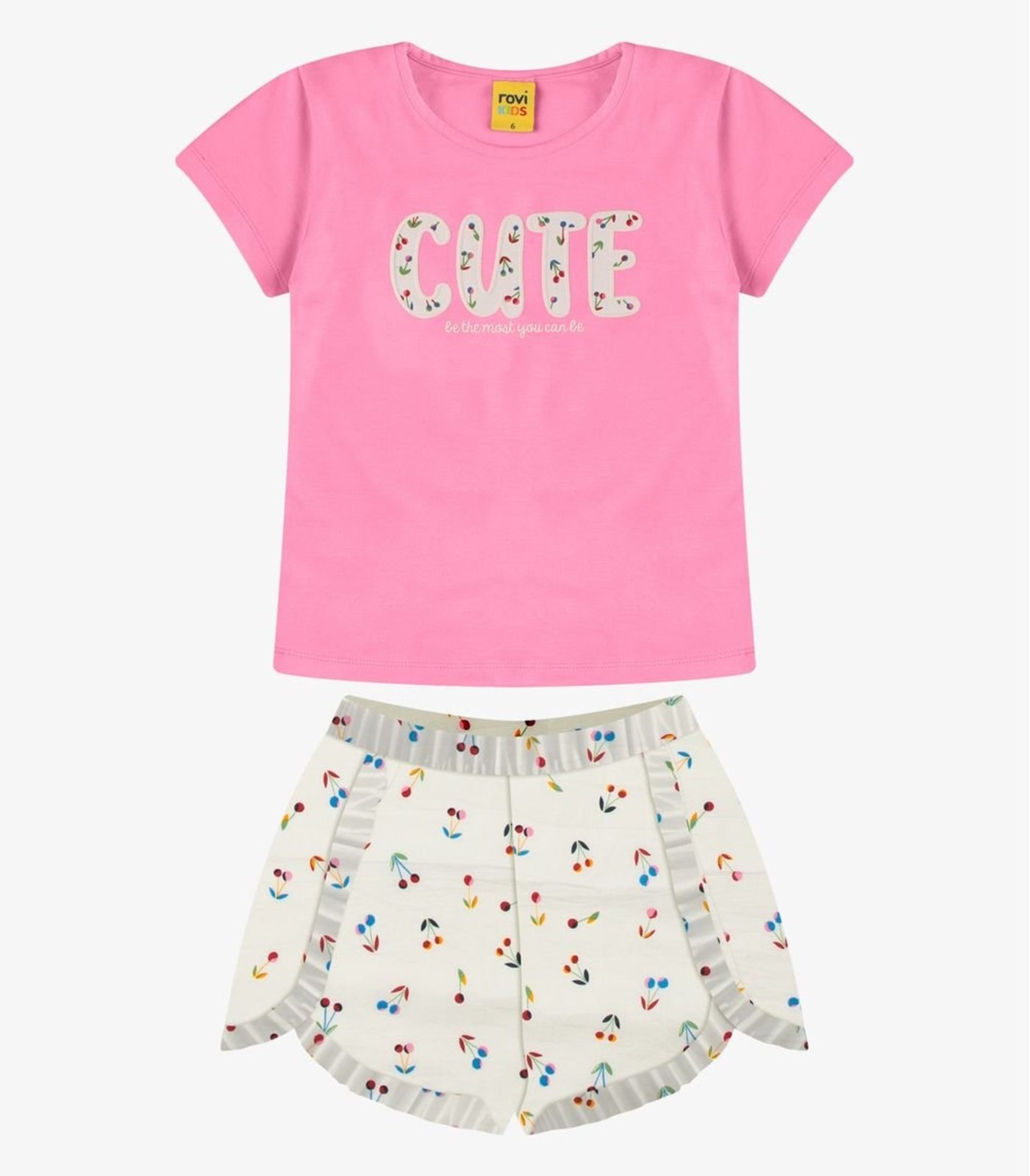 Infantil - Conjunto Blusa com Shorts Menina Rovi Bege